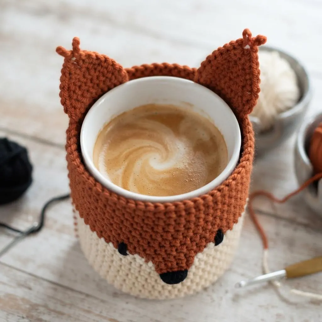 Woodland Fox Coffee Cozy Crochet Pattern, Fox Mug Cozy Pattern PDF, Crochet Cup Sleeve, Crochet Pattern Coffee Cozy, Mug Hug Crochet Pattern - image 3