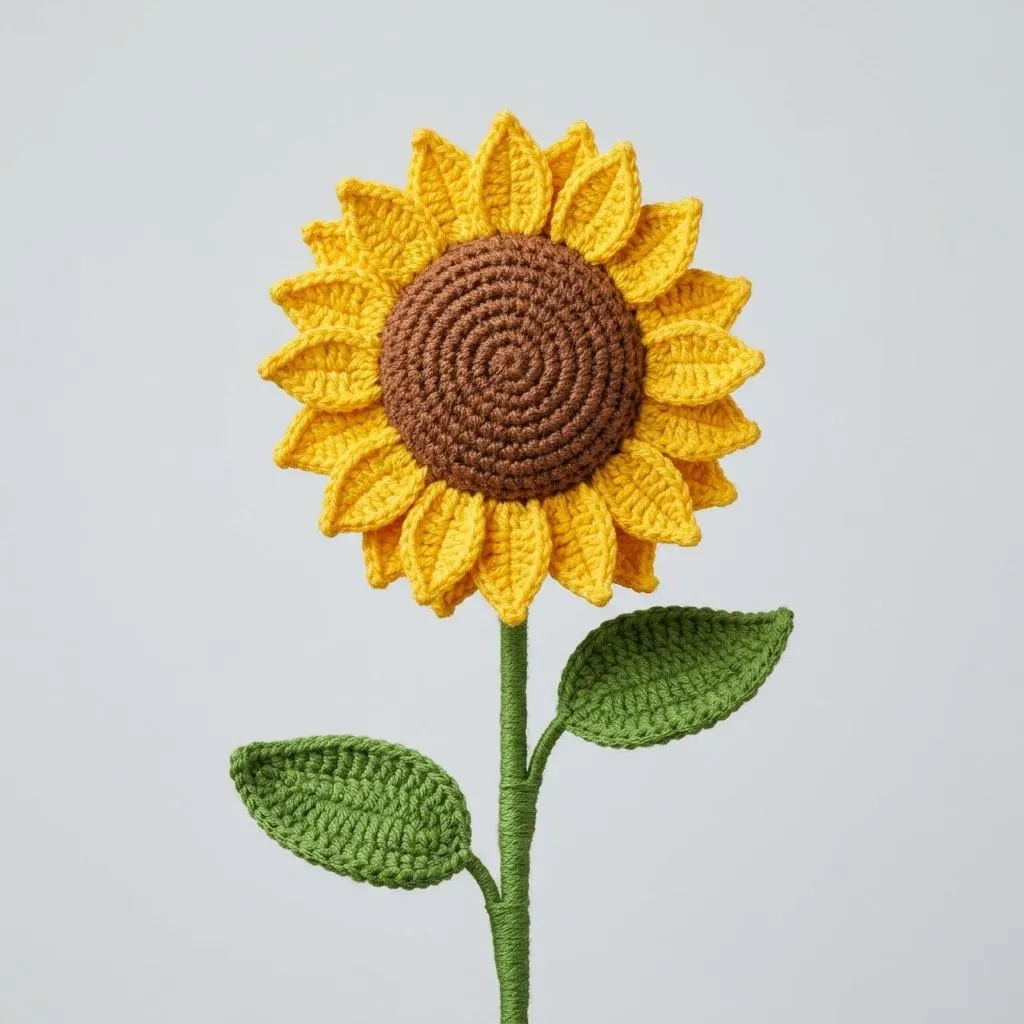 Sunflower Stem Pattern, Crochet Sunflower Single Flower Pattern,  Crochet Sunflower for Vase, Table Decor Flower, Mother’s Day Crochet Gift - image 5