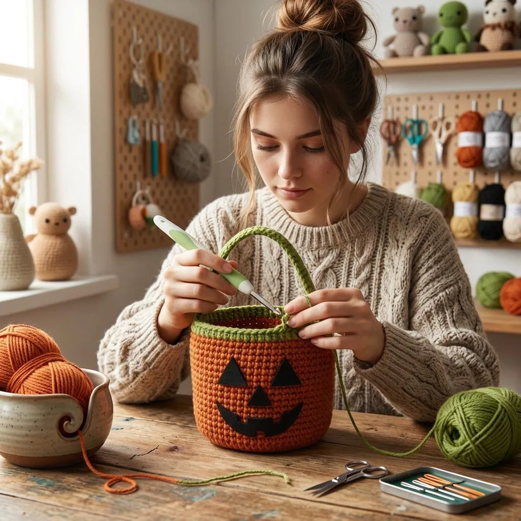 Halloween Pumpkin Treat Bag Crochet Pattern PDF, Jack O Lantern Bag Pattern, Trick Or Treat Bag Crochet, Pumpkin Candy Bag - image 5