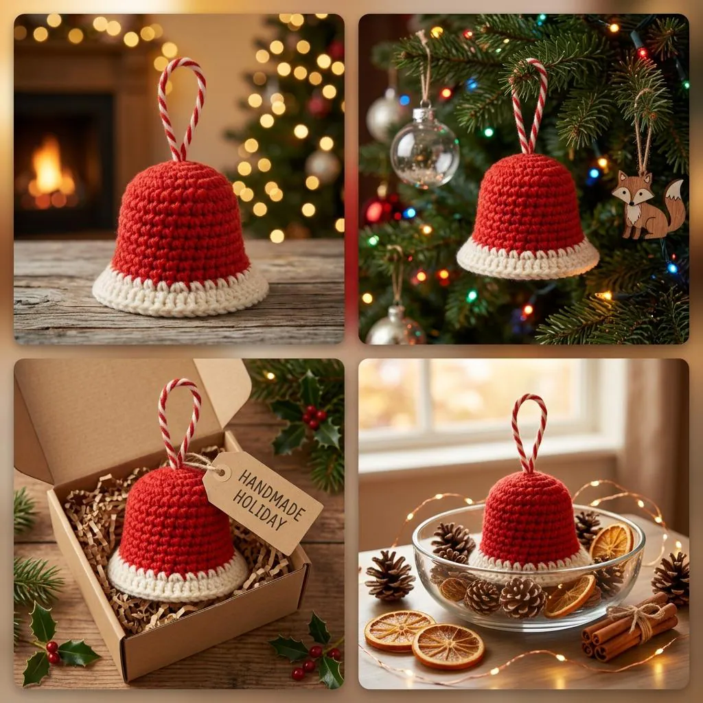Crochet Christmas Bell Pattern PDF, Mini Bell Ornament Crochet, Christmas Bell Christmas Decoration, Holiday Crochet, Tree Ornament Pattern - image 4