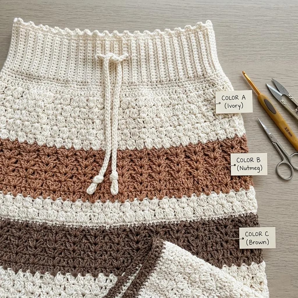 Ribbed Waistband Crochet Skirt Pattern, Boho Crochet Skirt Pattern, Crochet Skirt with Drawstring, Summer Crochet Skirt Pattern PDF - image 4