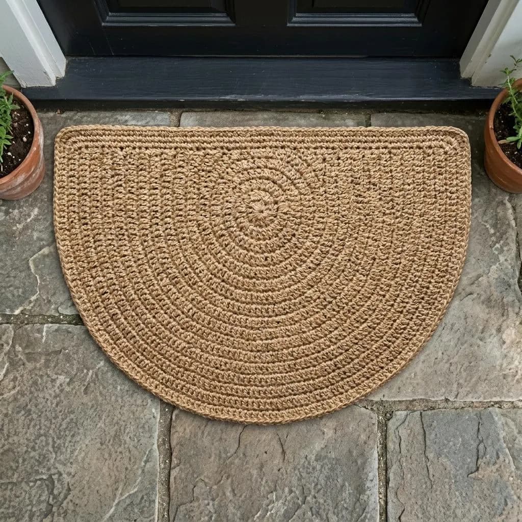 Half Moon Crochet Rug, Semi Circle Crochet Mat, Thick Rope Crochet Rug, Eco Friendly Crochet Rug, Entryway Mat Pattern handmade Rug - image 5
