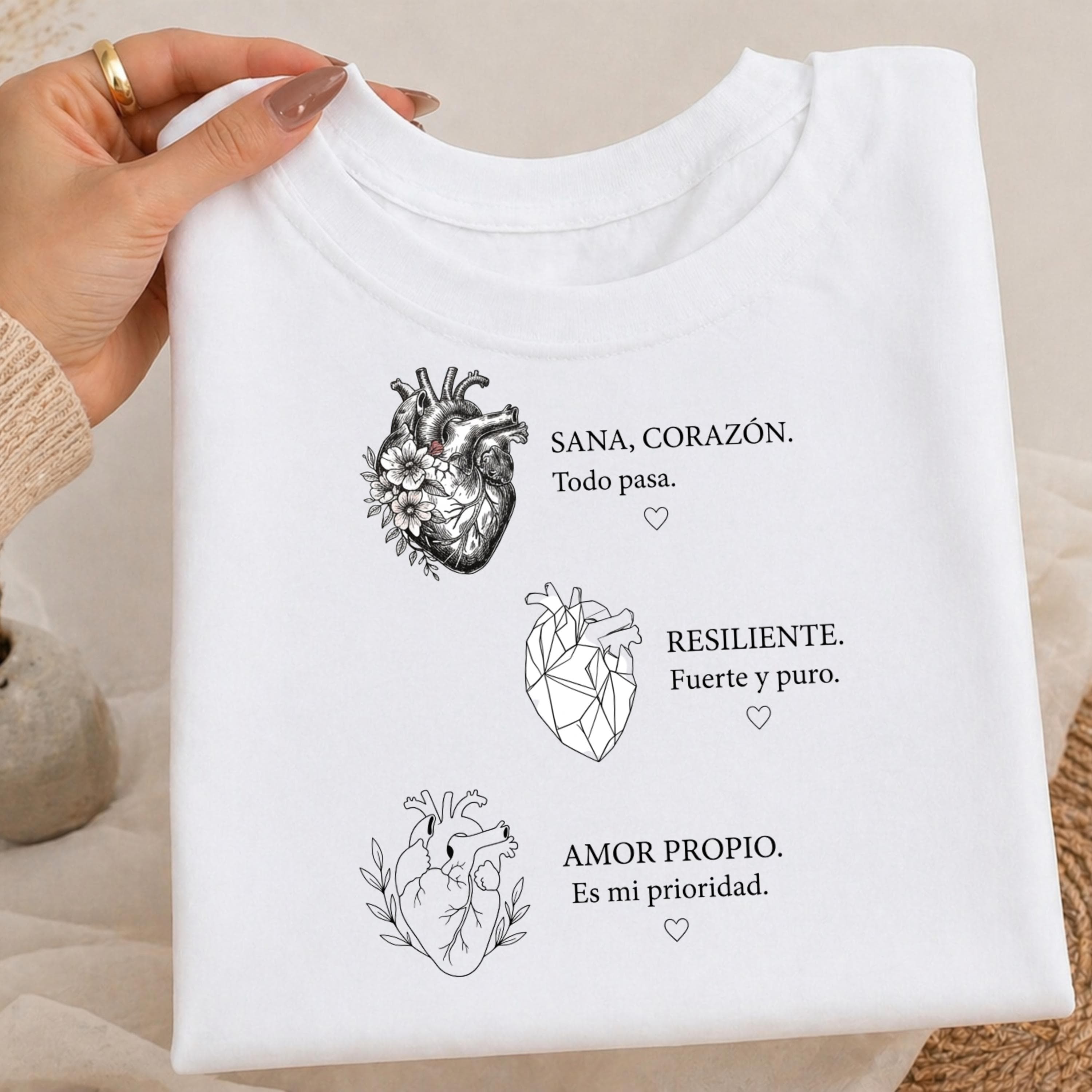 Floral Anatomical Heart PNG | Spanish Quotes T-Shirt Design (Digital Download)