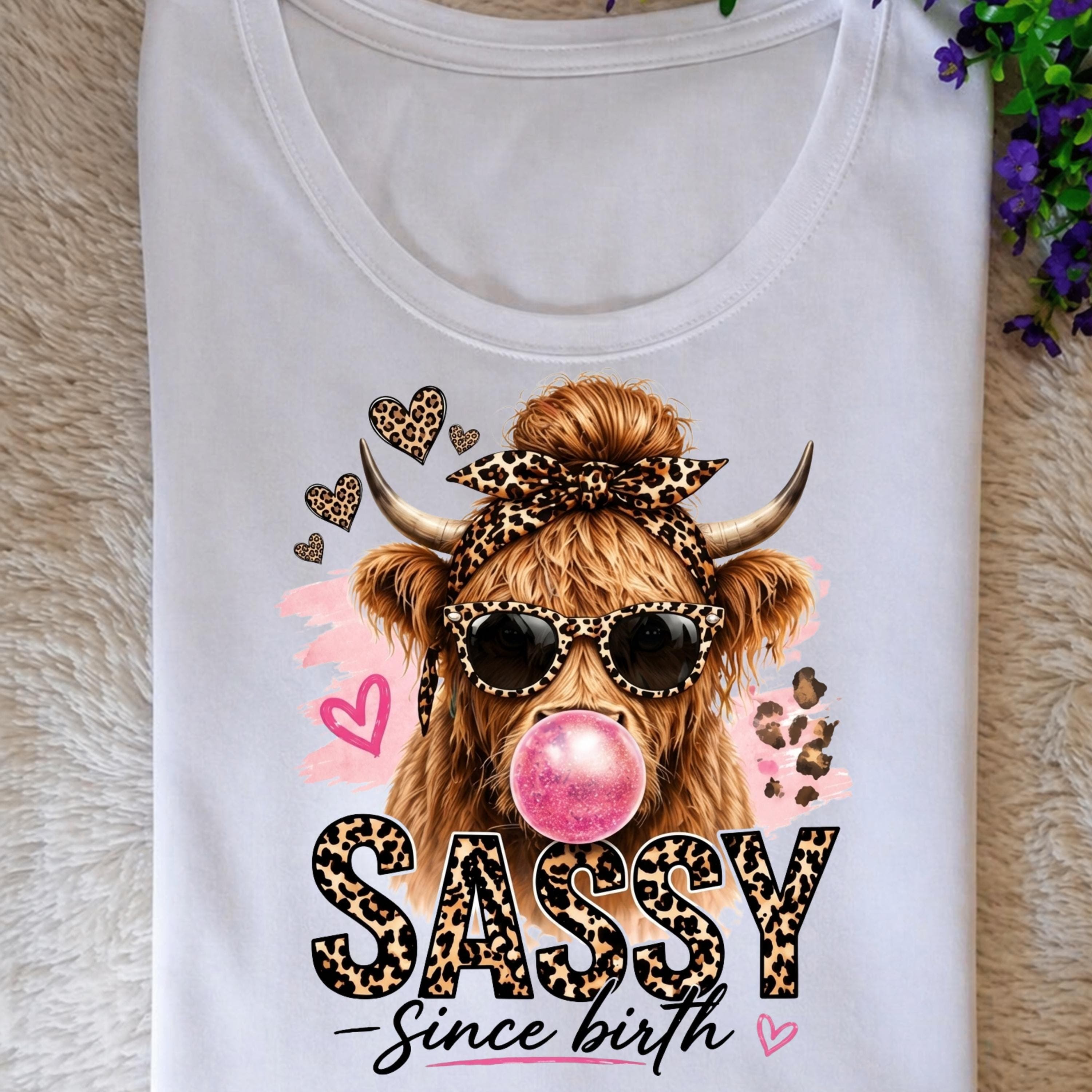 Sassy Highland Cow PNG, Leopard Sunglasses, Western Girl Sublimation Design (Digital Download) - image 4