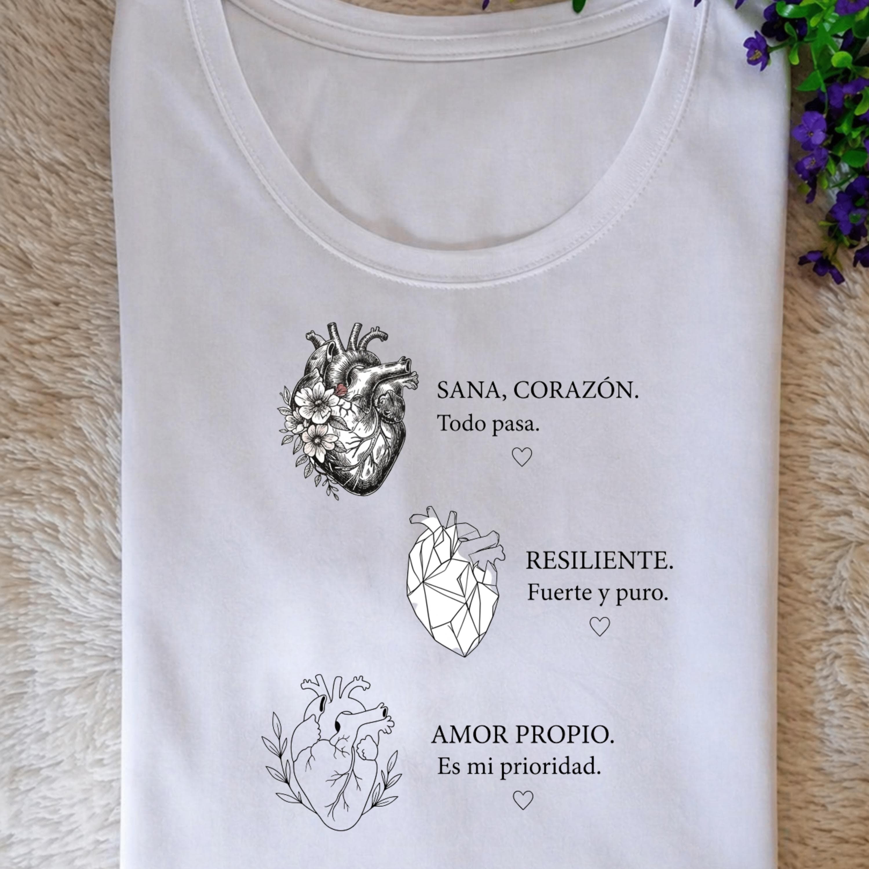 Floral Anatomical Heart PNG | Spanish Quotes T-Shirt Design (Digital Download) - image 3