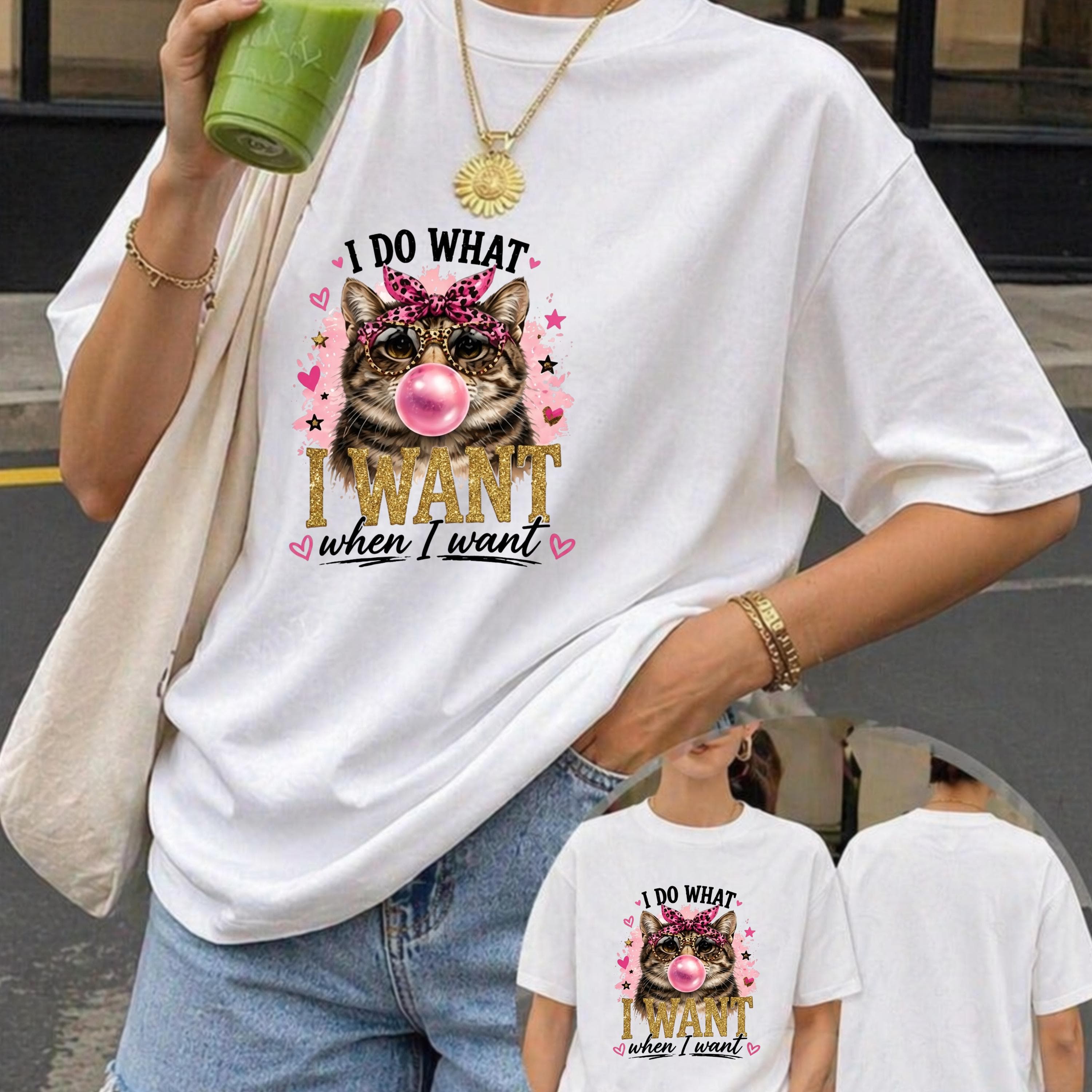 Funny Cat PNG, Leopard Glasses, Bubble Gum Kitty, Trendy Sublimation Design (Digital Download) - image 4