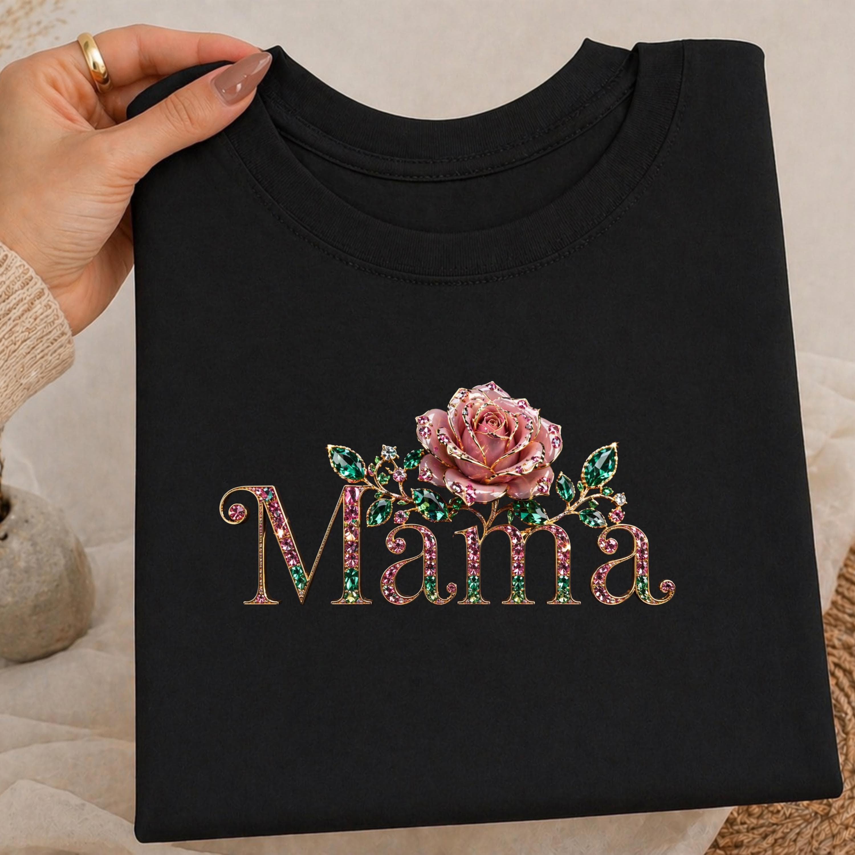 Mama Jewelry Design PNG: Sparkling Rose Clipart (Digital Download)