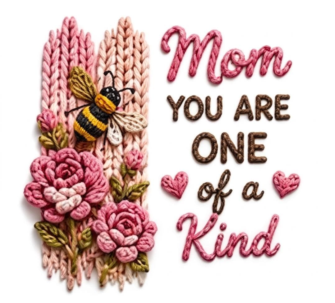 Design Clipart Floral Mom Quotes PNG Bundle | Crochet Yarn Style Sublimation Clipart (Digital Download) - image 3