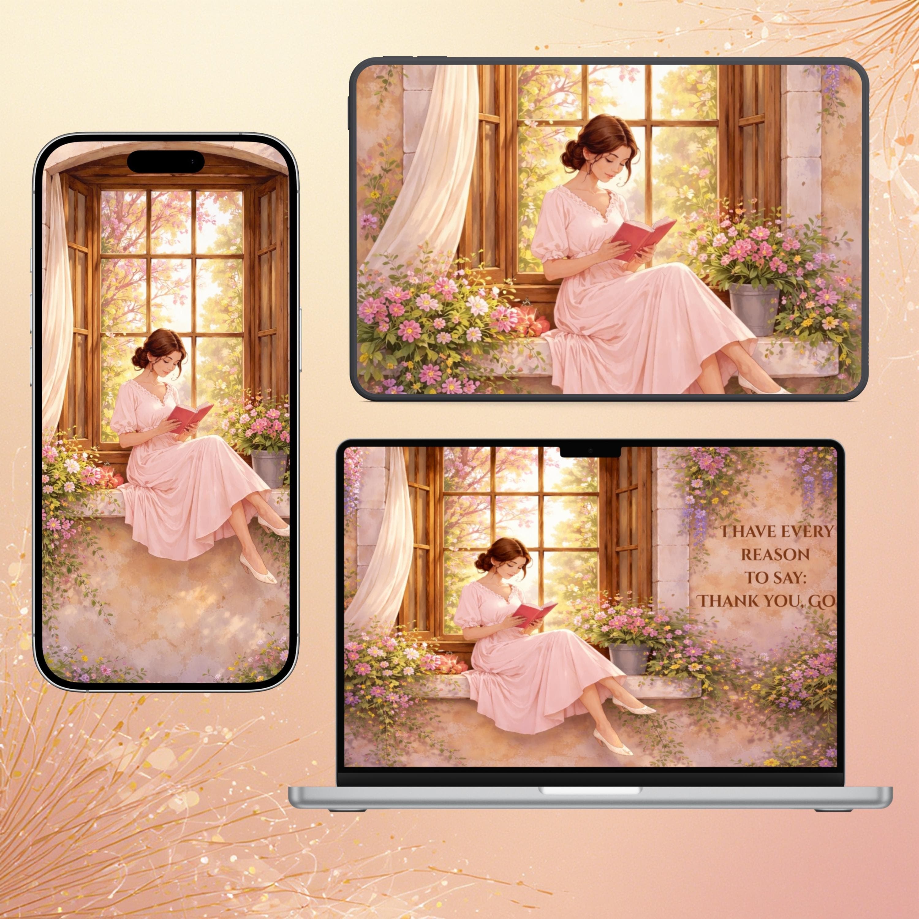 Design Cozy Reader Animated Wallpaper Bundle  Phone, Tablet, Desktop Digital Download - image 5