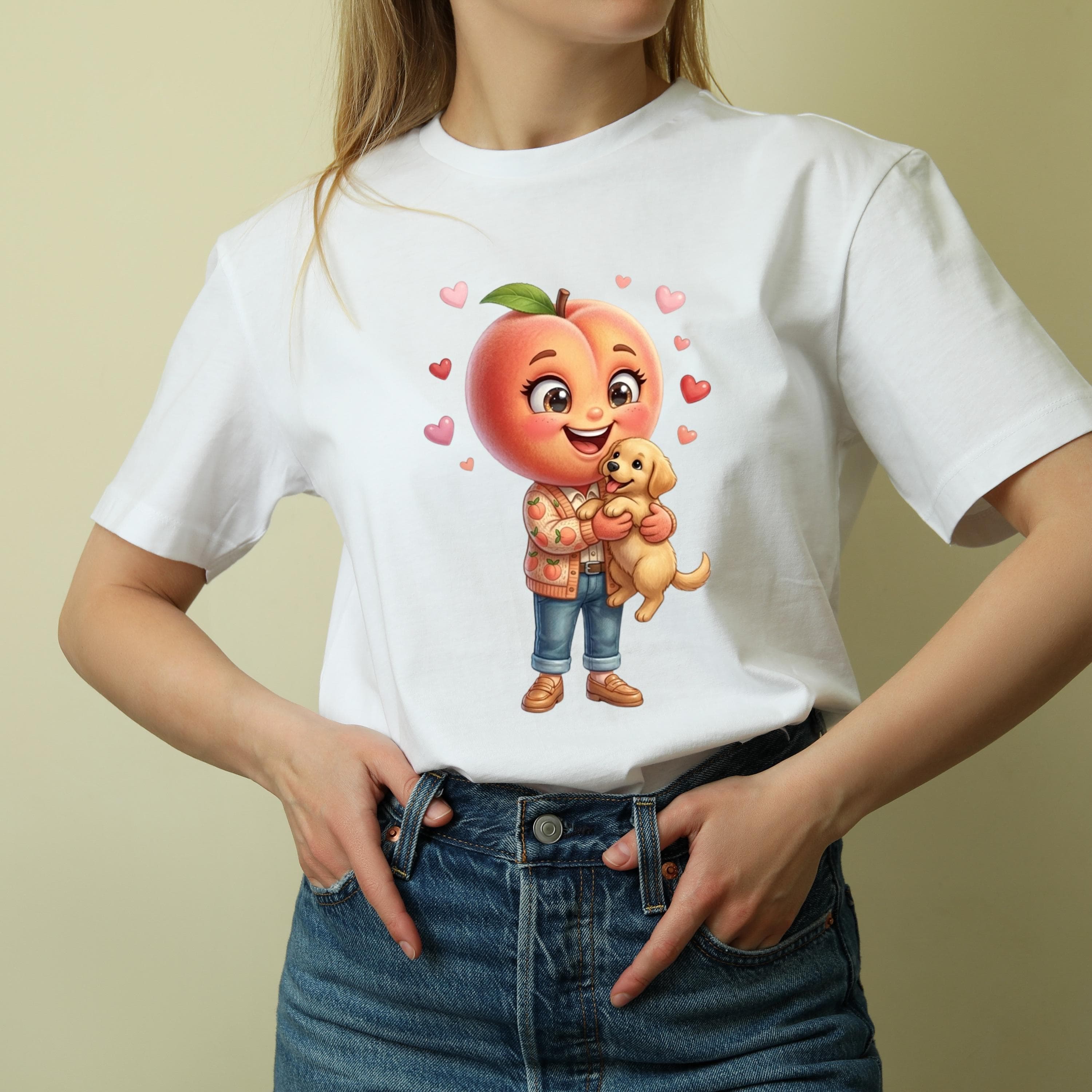 3D Peach Hugging Puppy PNG, Kawaii Dog Sublimation Design (Digital Download) - image 3