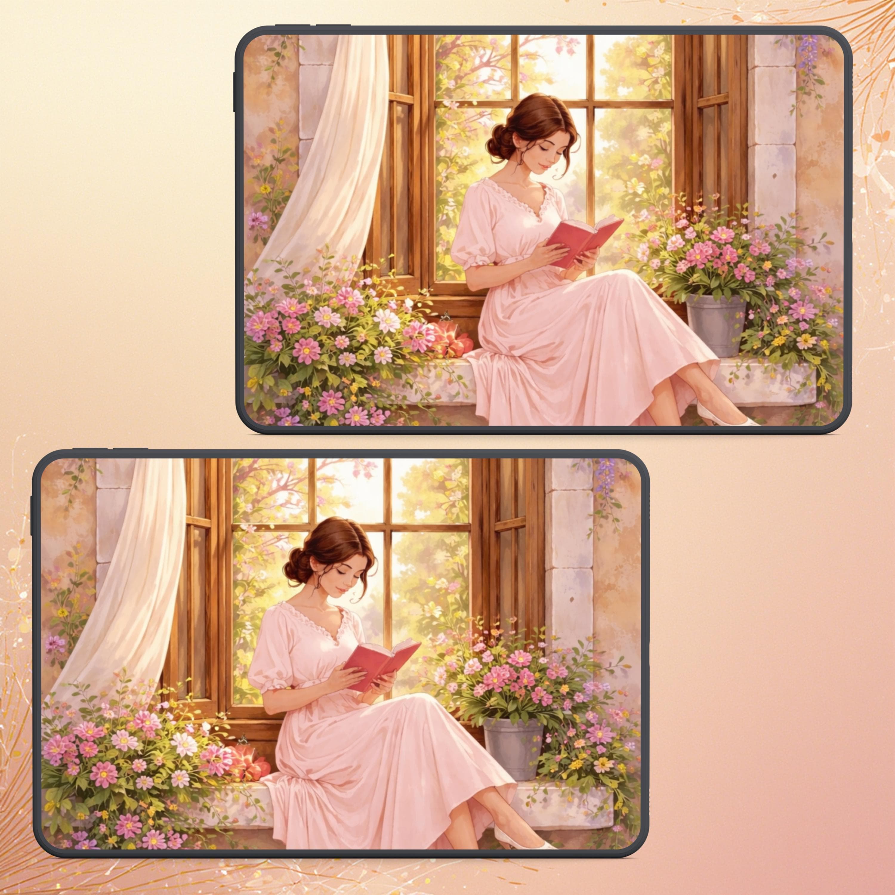 Design Cozy Reader Animated Wallpaper Bundle  Phone, Tablet, Desktop Digital Download - image 4