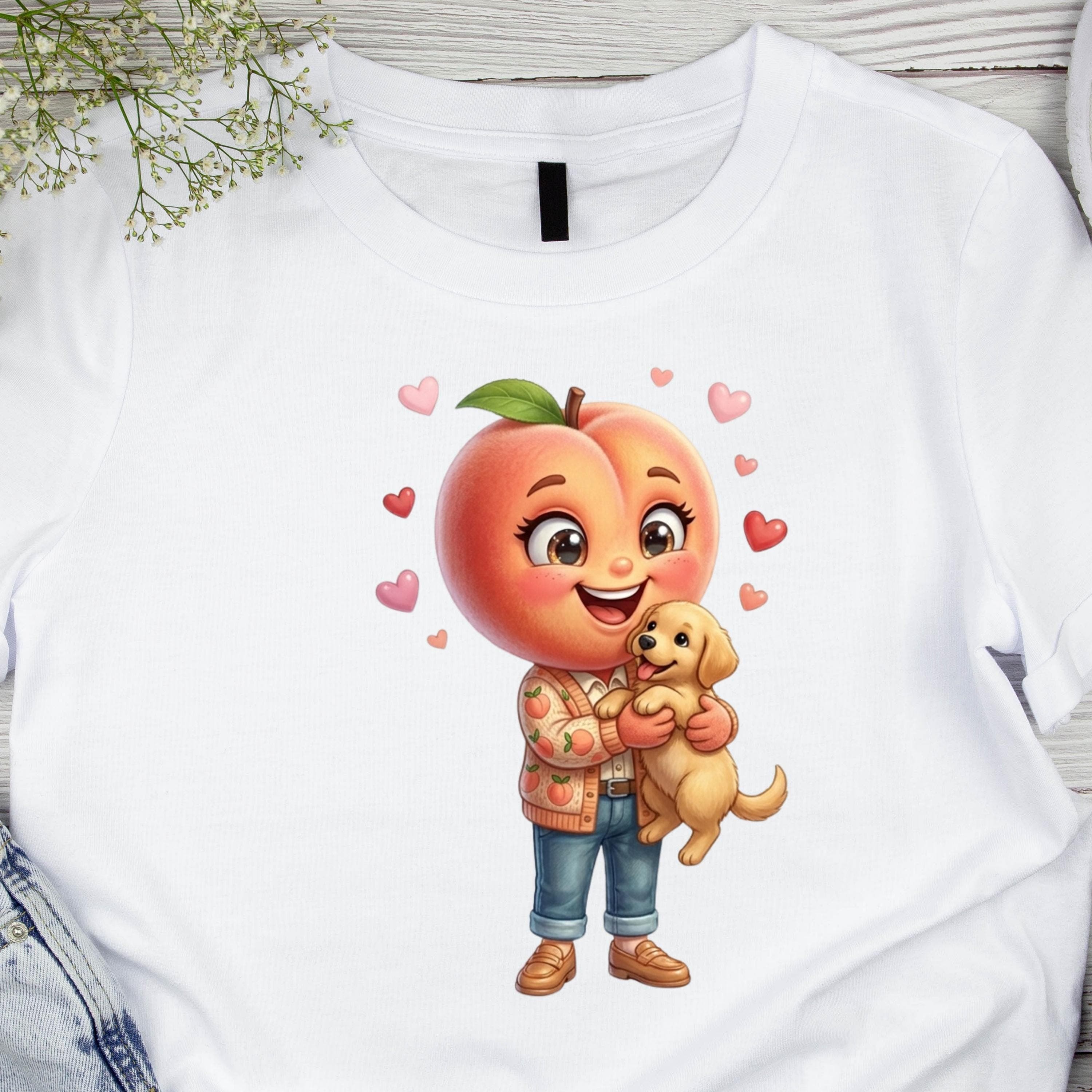 3D Peach Hugging Puppy PNG, Kawaii Dog Sublimation Design (Digital Download) - image 4