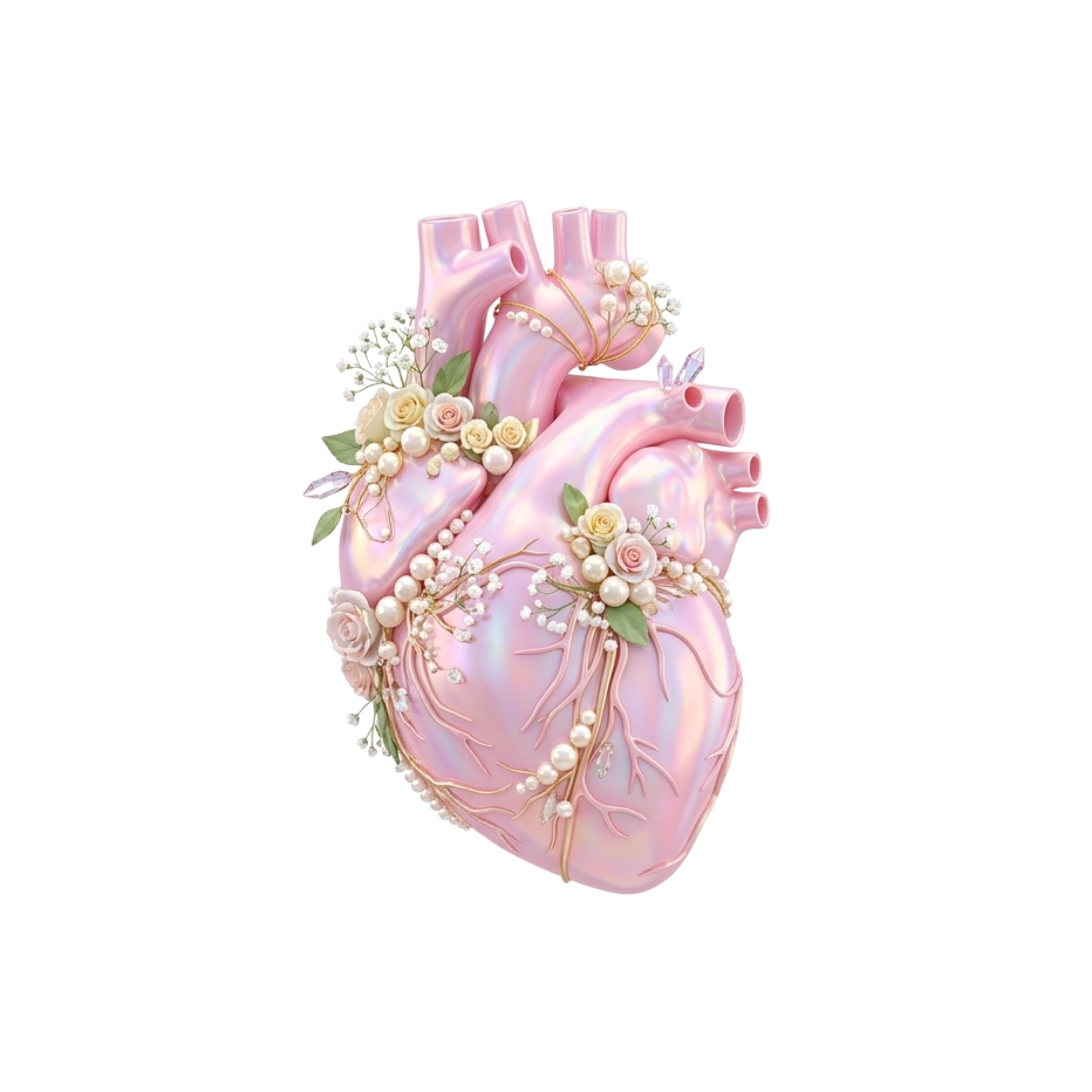 20 Design Anatomical Heart Bundle, Gothic Heart Clipart, Transparent PNG Download holographic iridescent - image 5