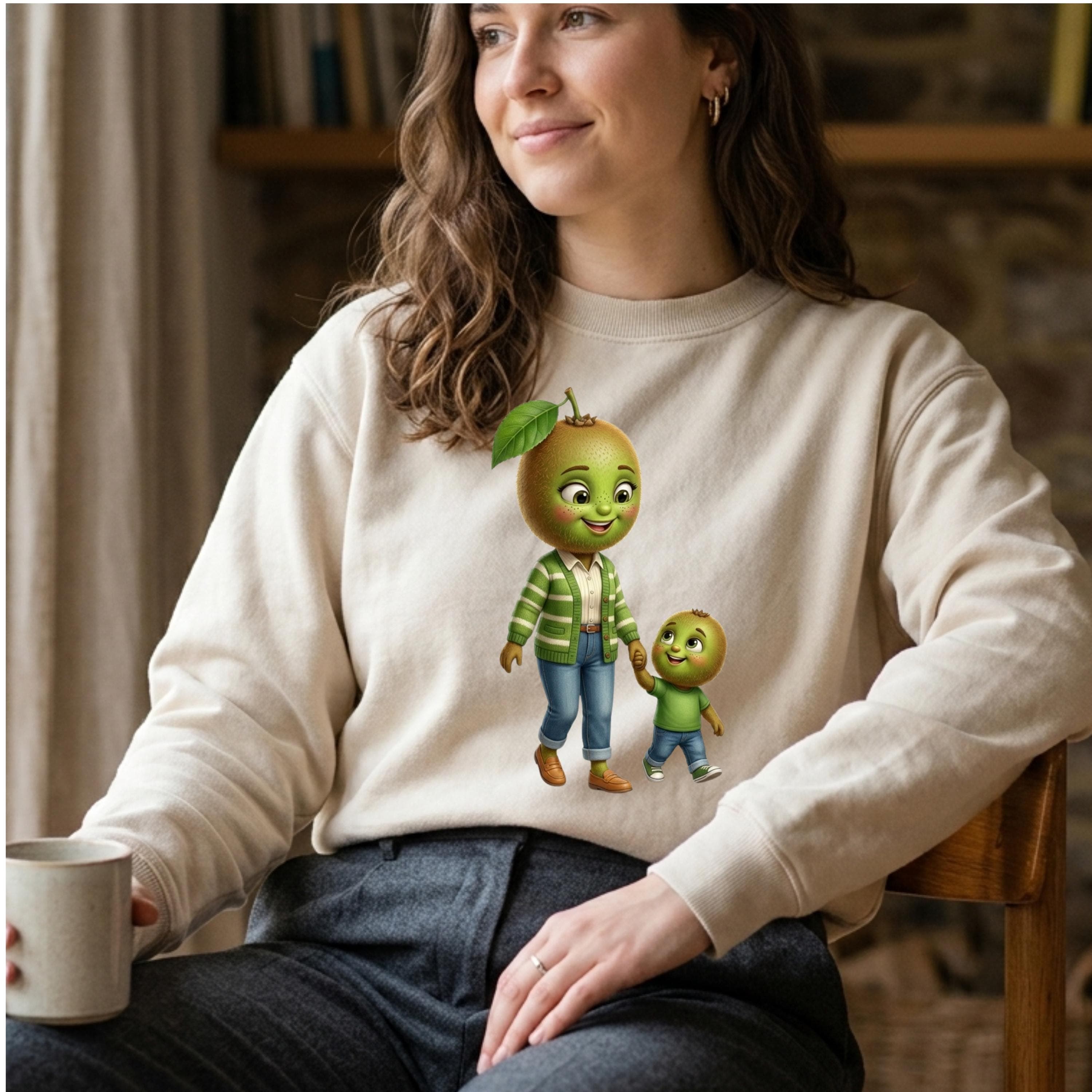 Kiwi Mom and Baby PNG, Kawaii Fruit Family Sublimation Design (Digital Download) - image 3