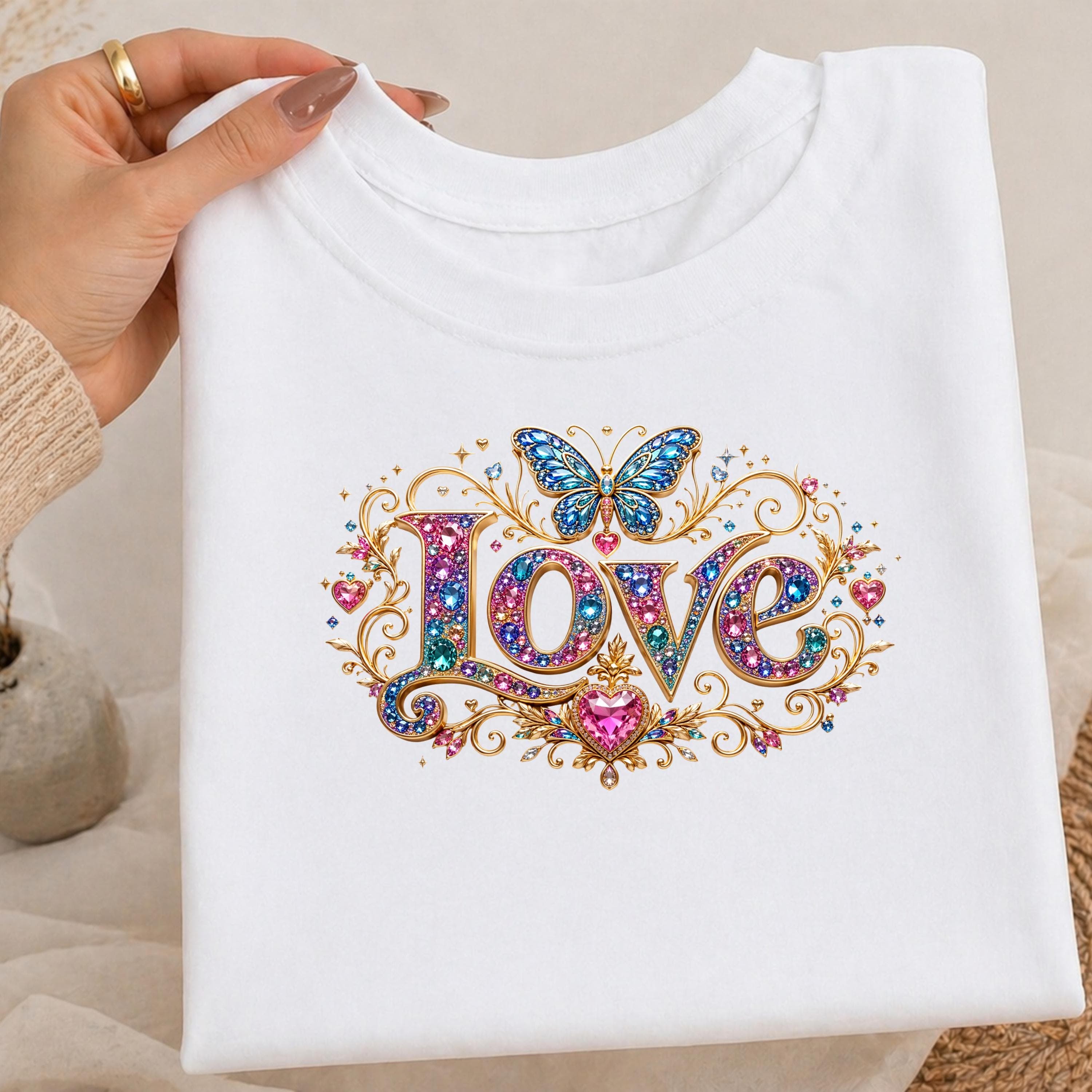 Love PNG Rhinestone Design for T Shirt, Valentine Shirt, Sublimation Download - image 3