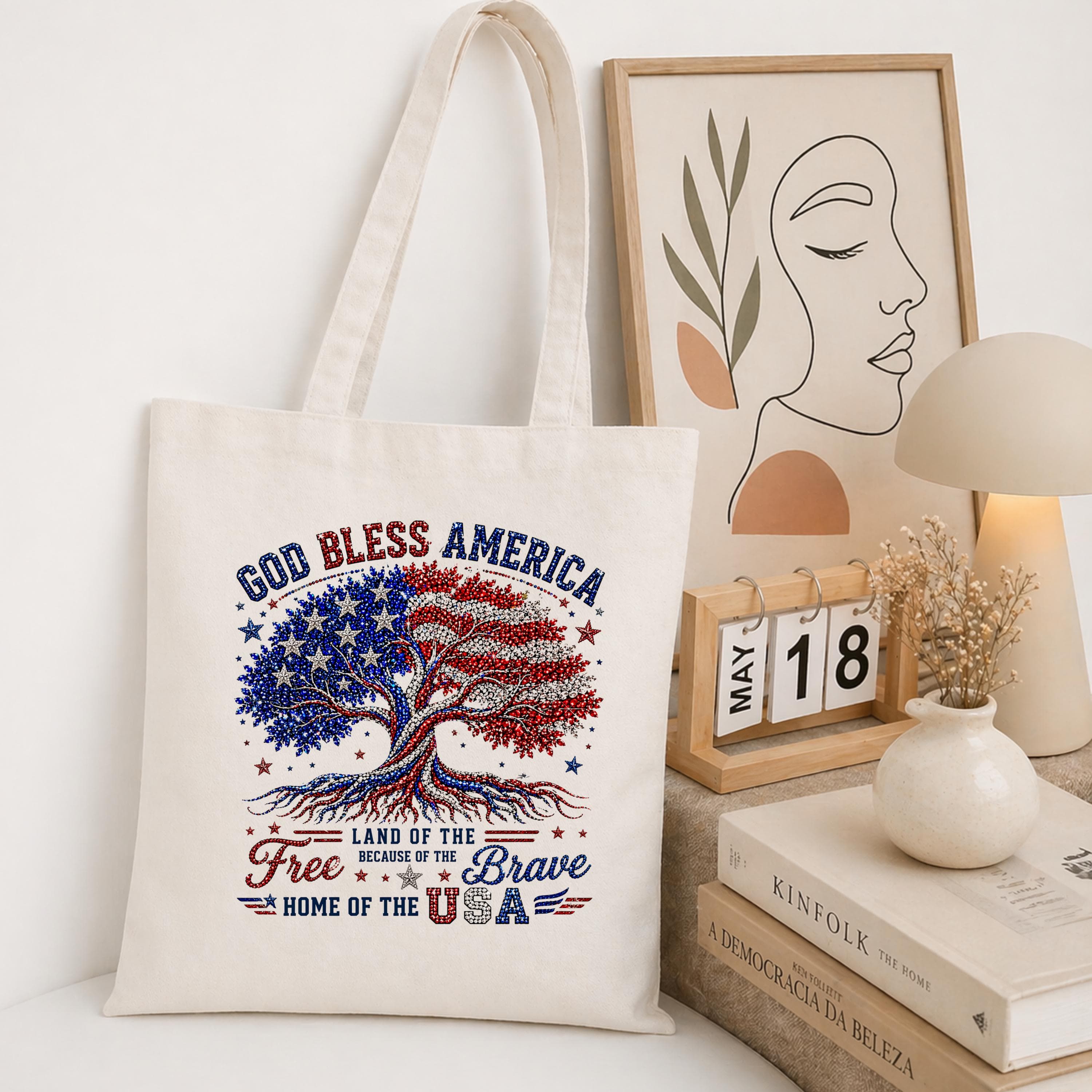 Patriotic Tree PNG, Rhinestone USA Design, God Bless America (Digital Download) - image 4