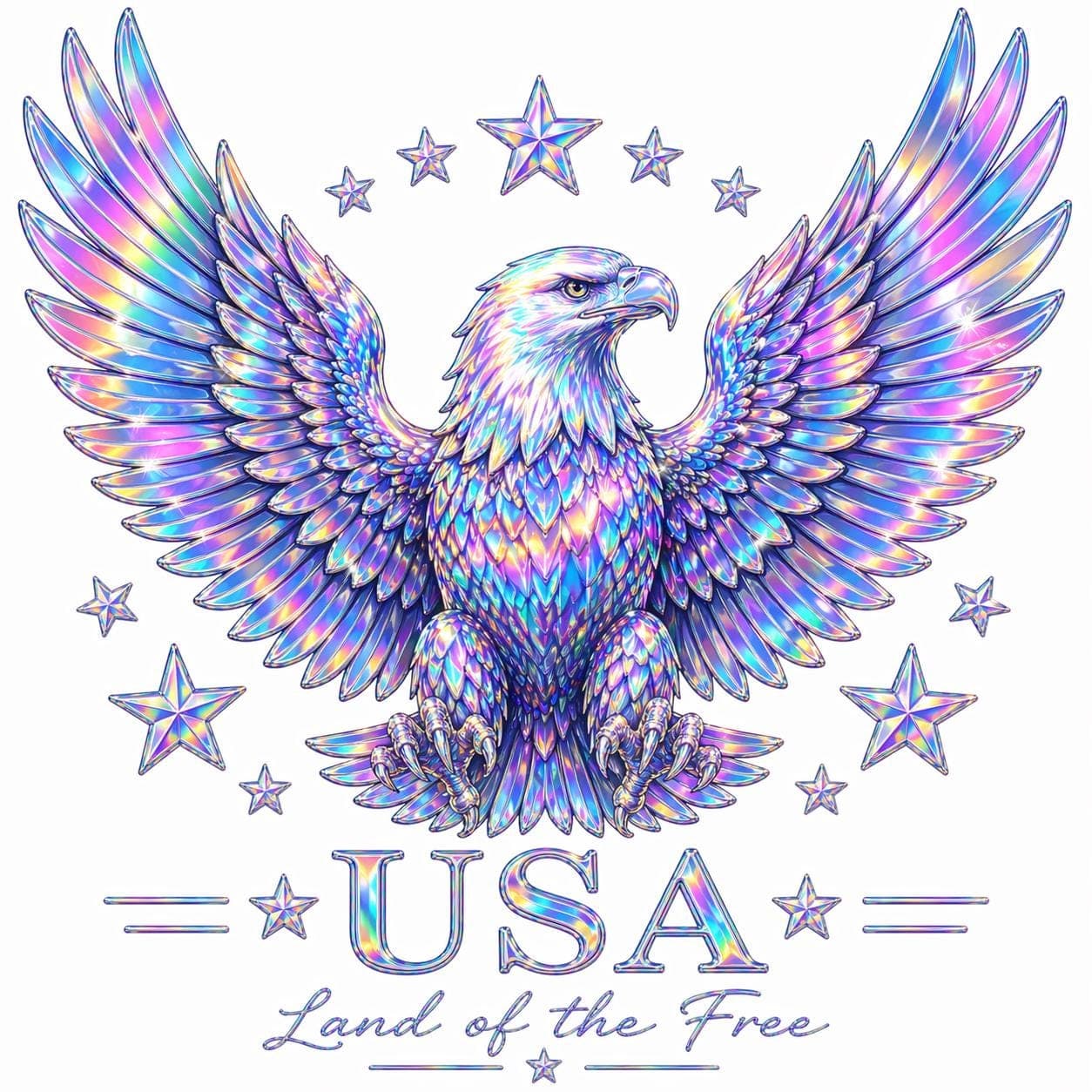 Holographic Eagle PNG, Patriotic Sublimation Design, American Shirt Art (Digital Download) - image 3