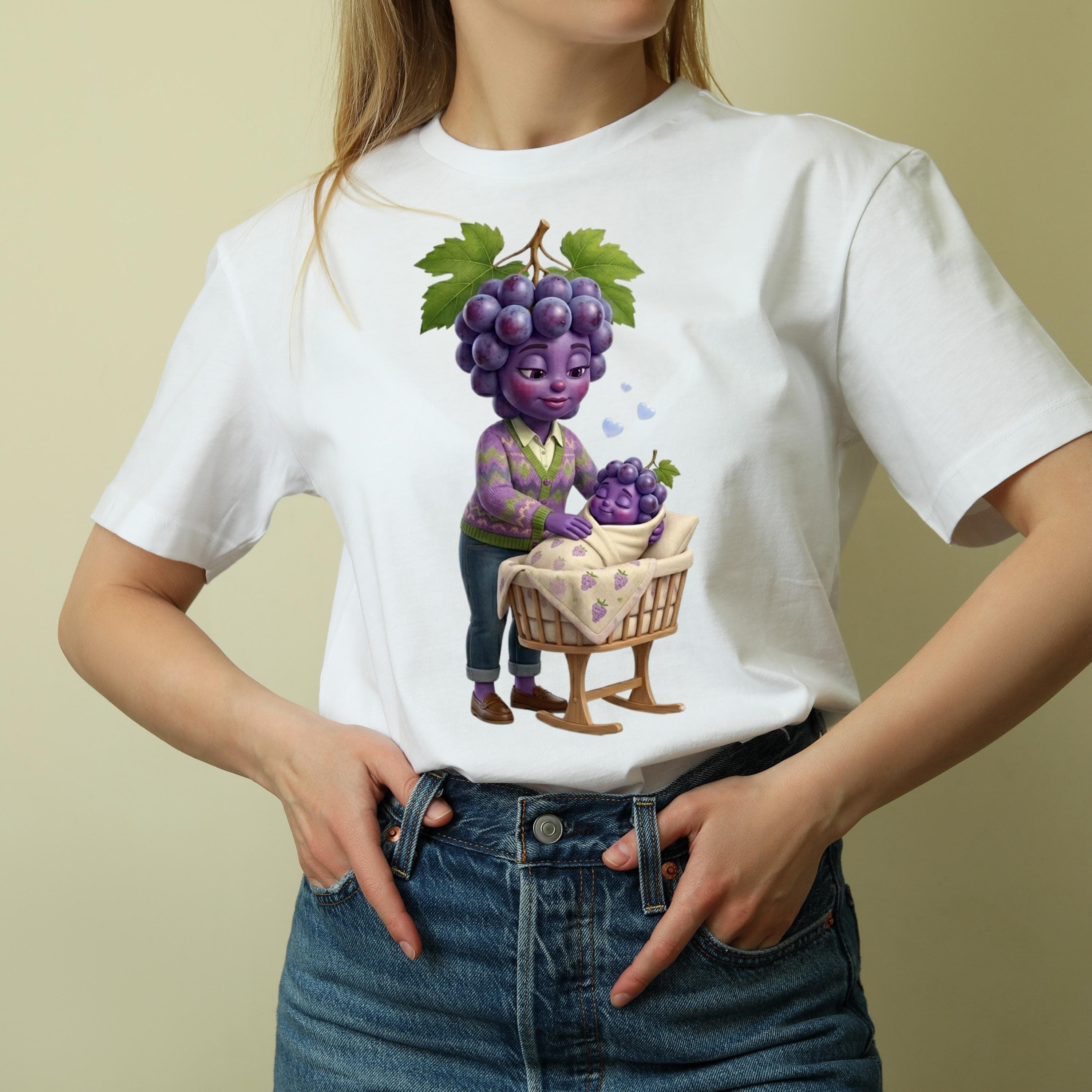 Grape Mom Baby Crib PNG, Nursery Sublimation Design, Kawaii Family T-shirt Print (Digital Download) - image 5