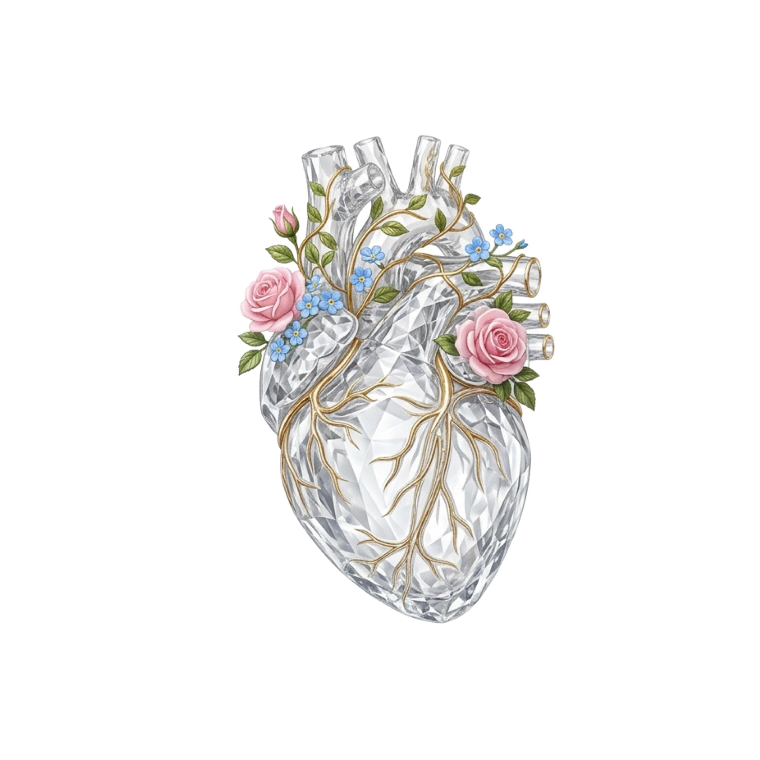 20 Design Anatomical Heart PNG Bundle, Gothic Heart Clipart, Transparent floral Download - image 5