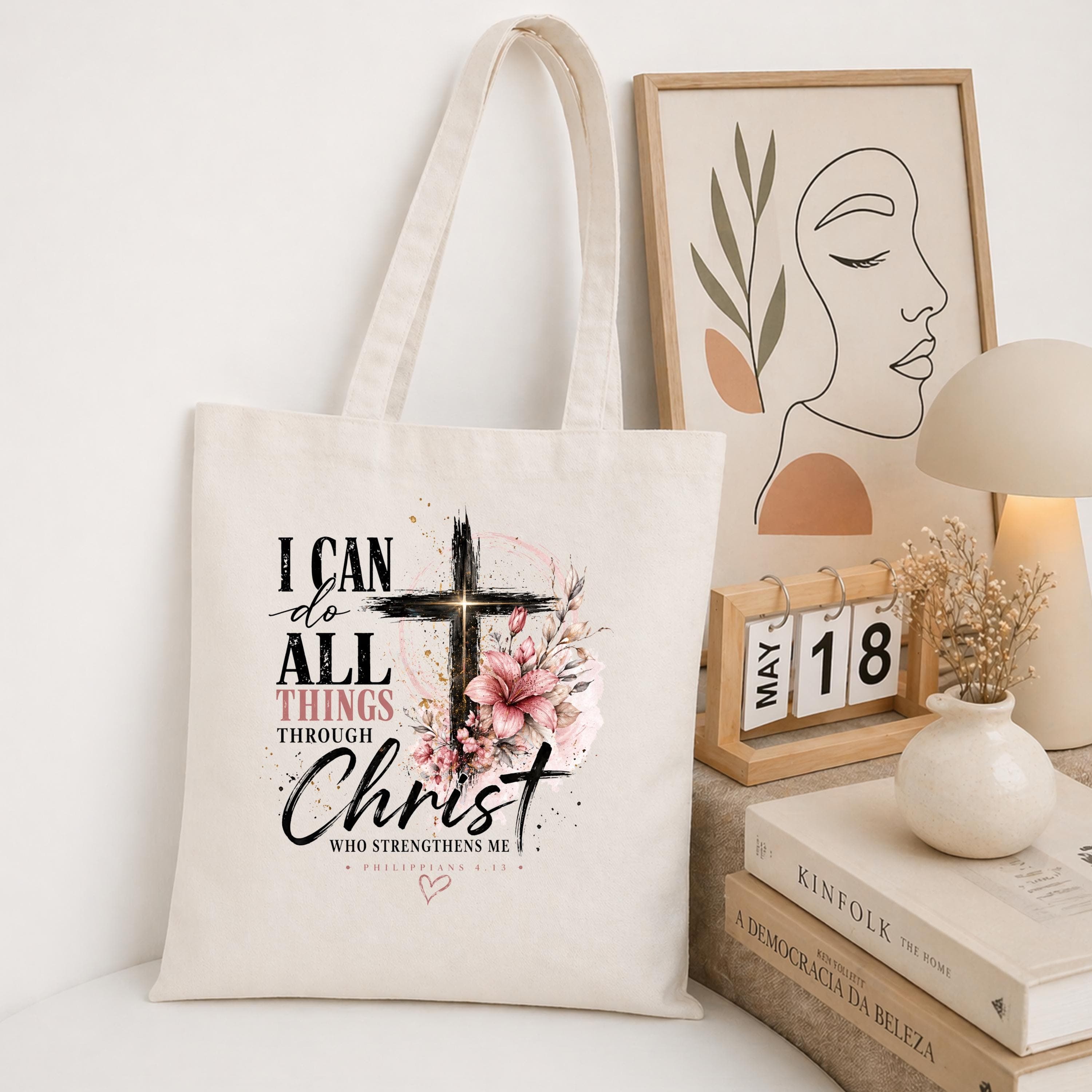 Floral Cross PNG – Philippians 4:13 Bible Verse Sublimation Design (Digital Download) t-shirt - image 2