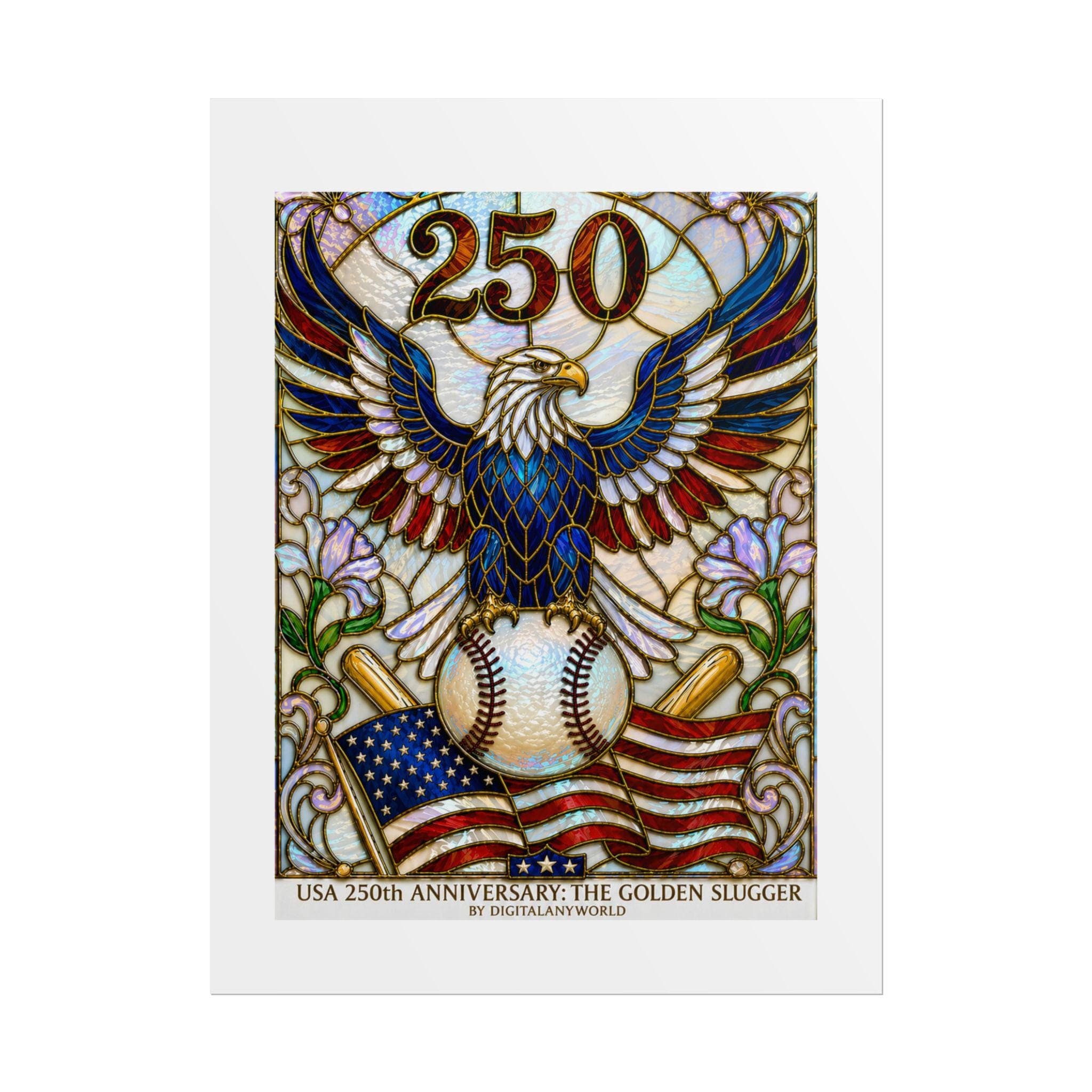 Patriotic Eagle with Baseball 250th Anniversary Rolled Poster | USA Flag - image 5