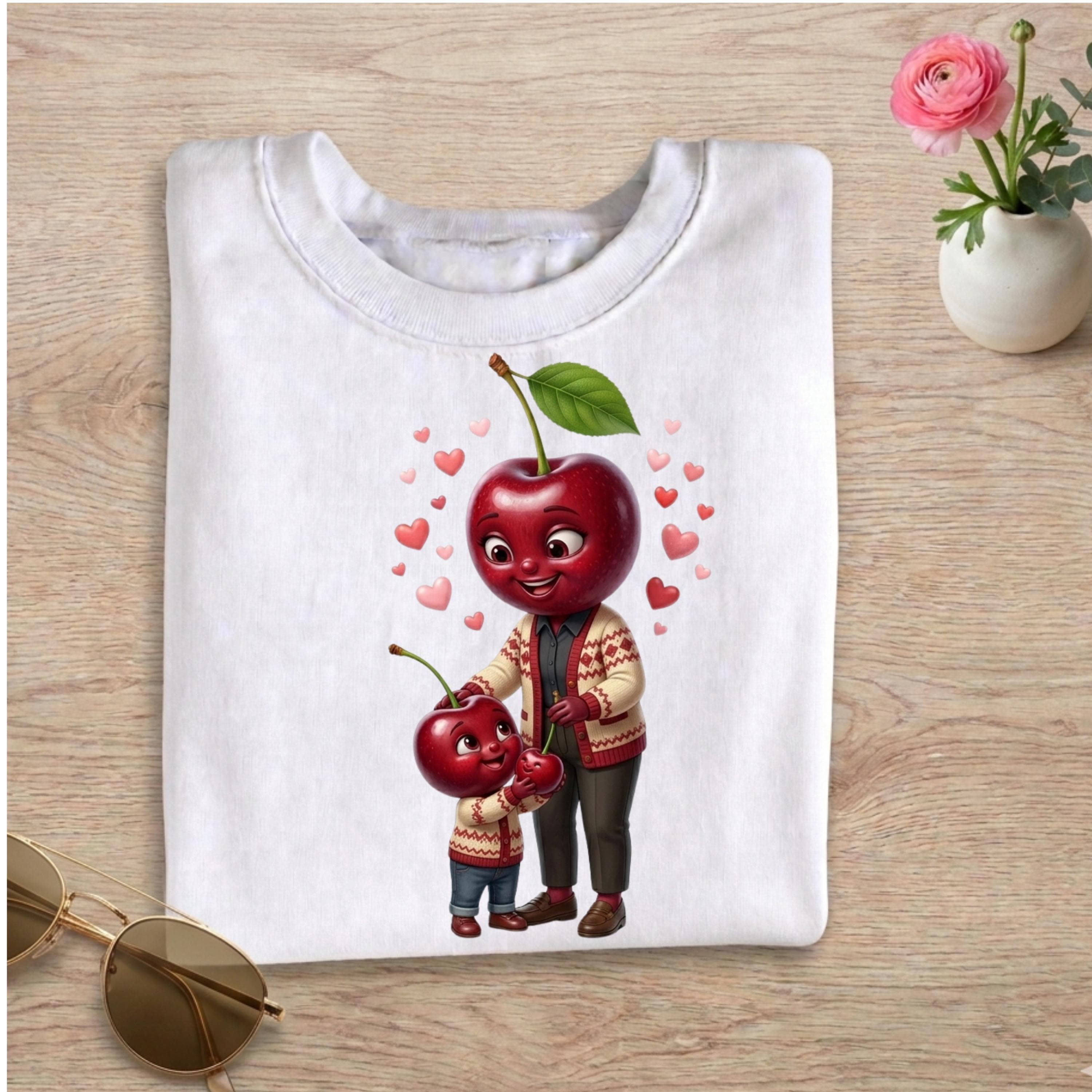 Cherry Mom and Baby PNG, Kawaii Fruit Family Sublimation Design (Digital Download) - image 4