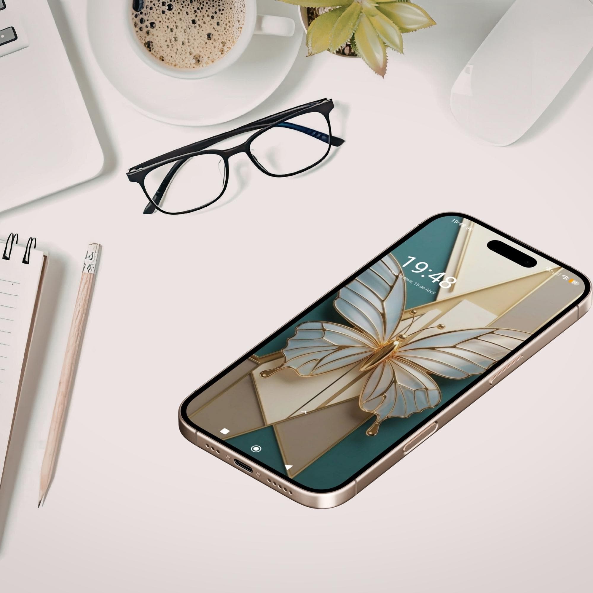 Golden Butterfly Phone Wallpaper, Elegant Feminine Design, Luxury Digital Download - image 4