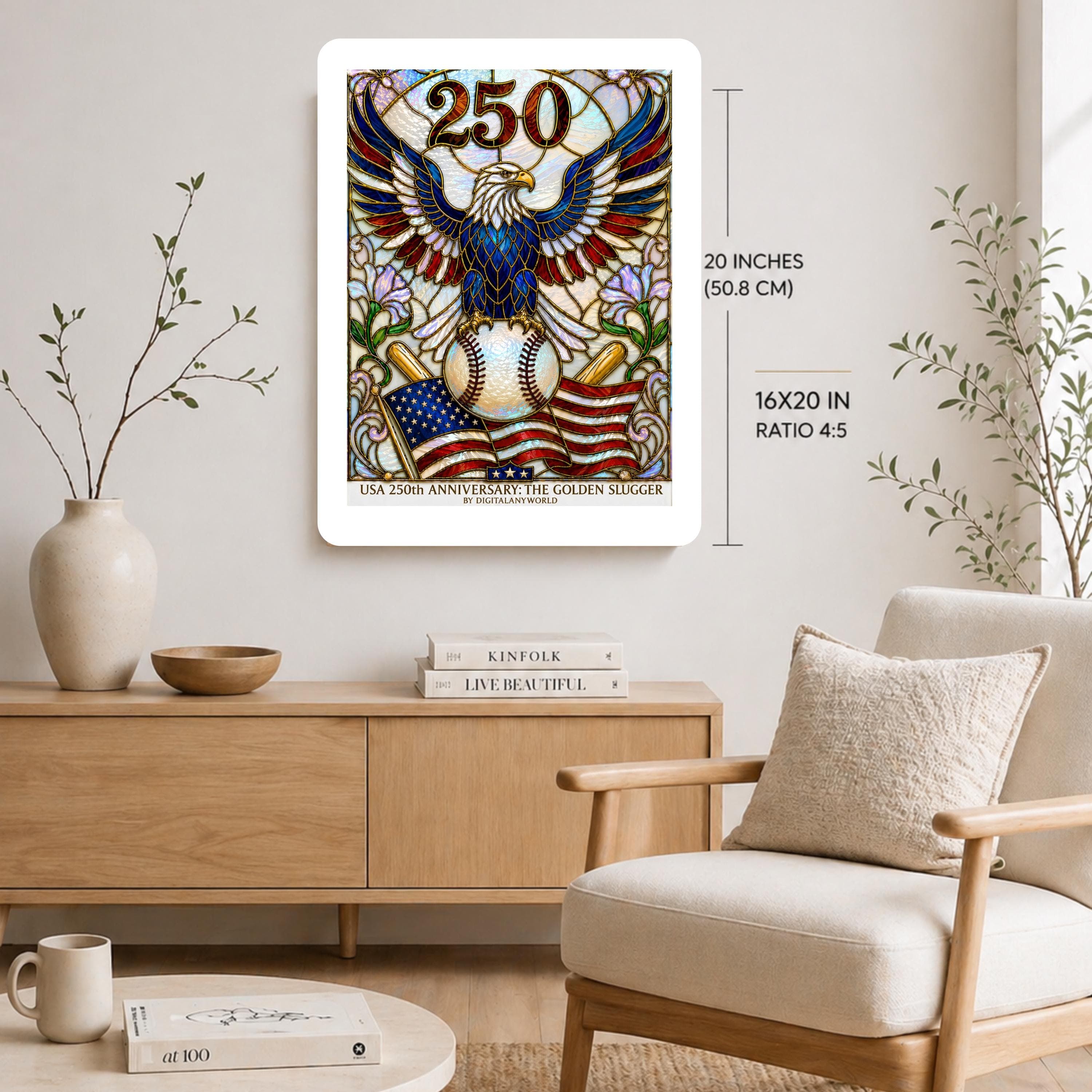 Patriotic Eagle with Baseball 250th Anniversary Rolled Poster | USA Flag - image 4