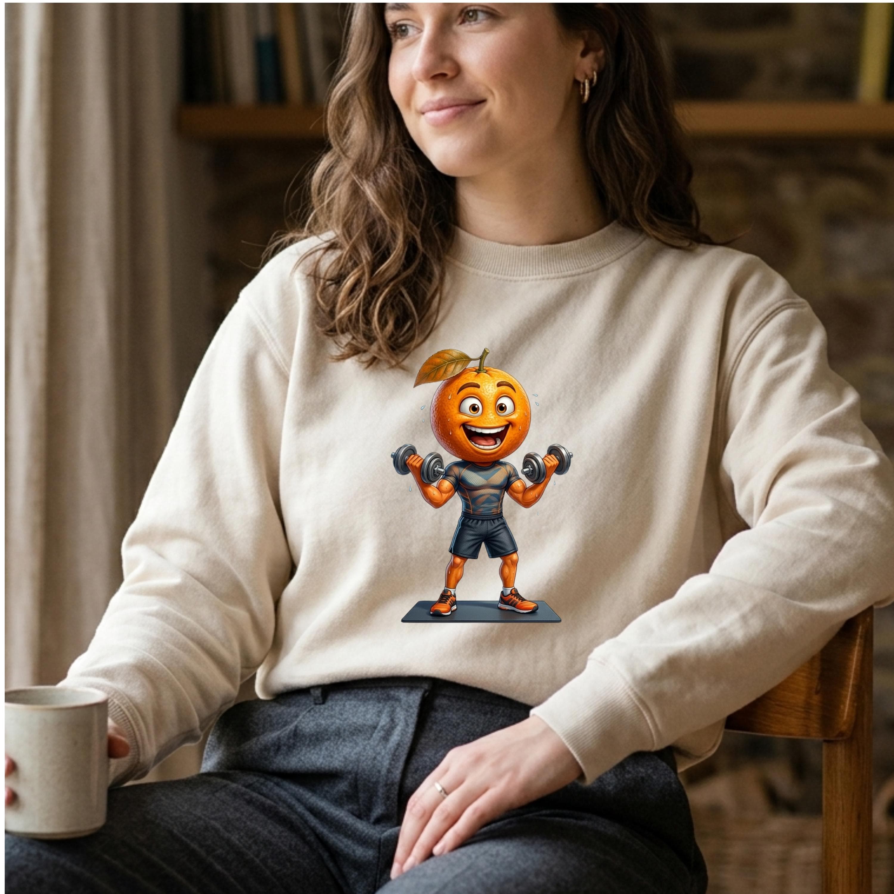 Funny Orange Workout PNG, Kawaii Fitness Fruit, Gym Character Sublimation Design (Digital Download) - image 4