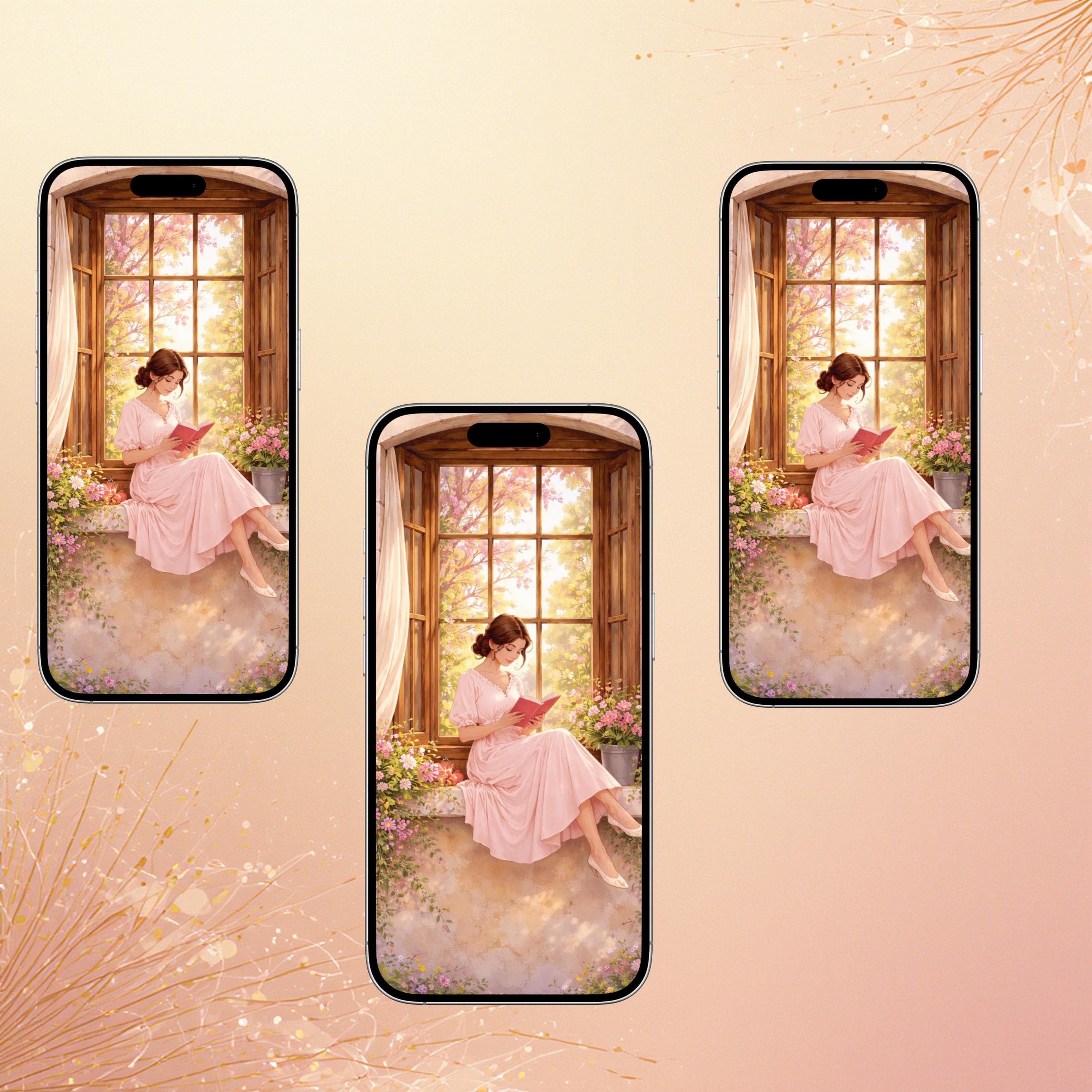 Design Cozy Reader Animated Wallpaper Bundle  Phone, Tablet, Desktop Digital Download - image 3