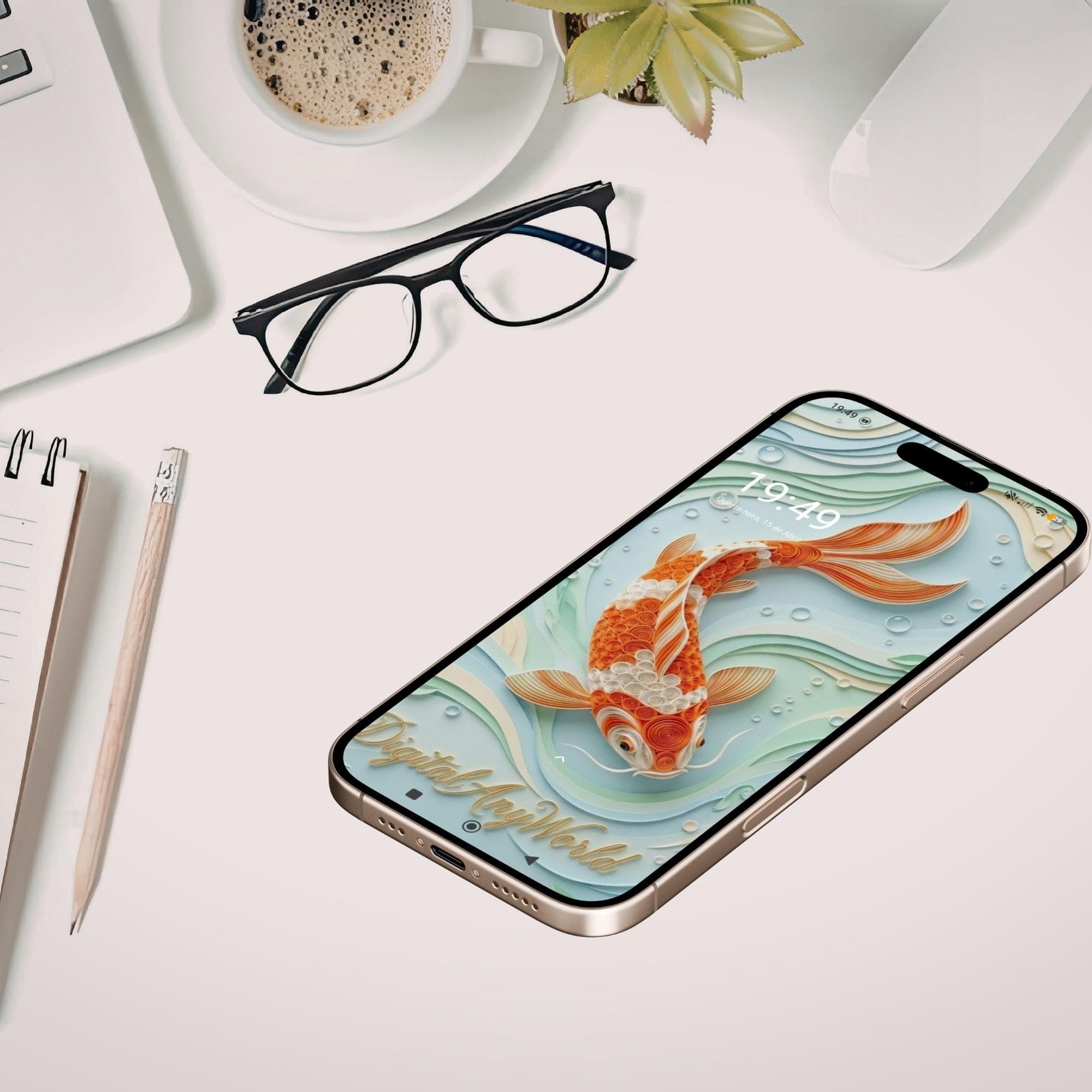 Japanese Koi Fish Wallpaper, Calm Phone Background (Digital Download) - image 3