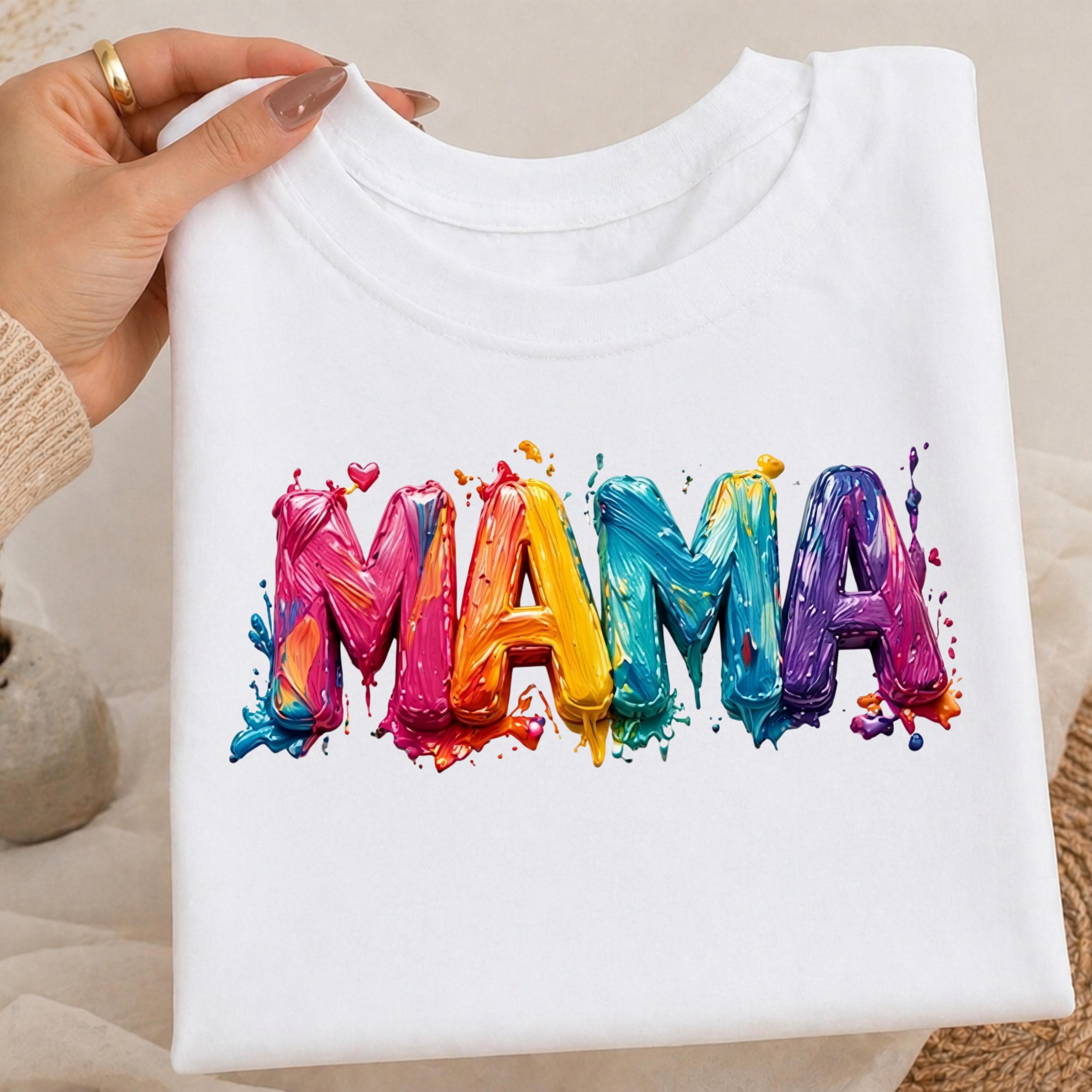 Mama 3D Paint Design PNG | Colorful Brush Stroke Typography (Digital Download)