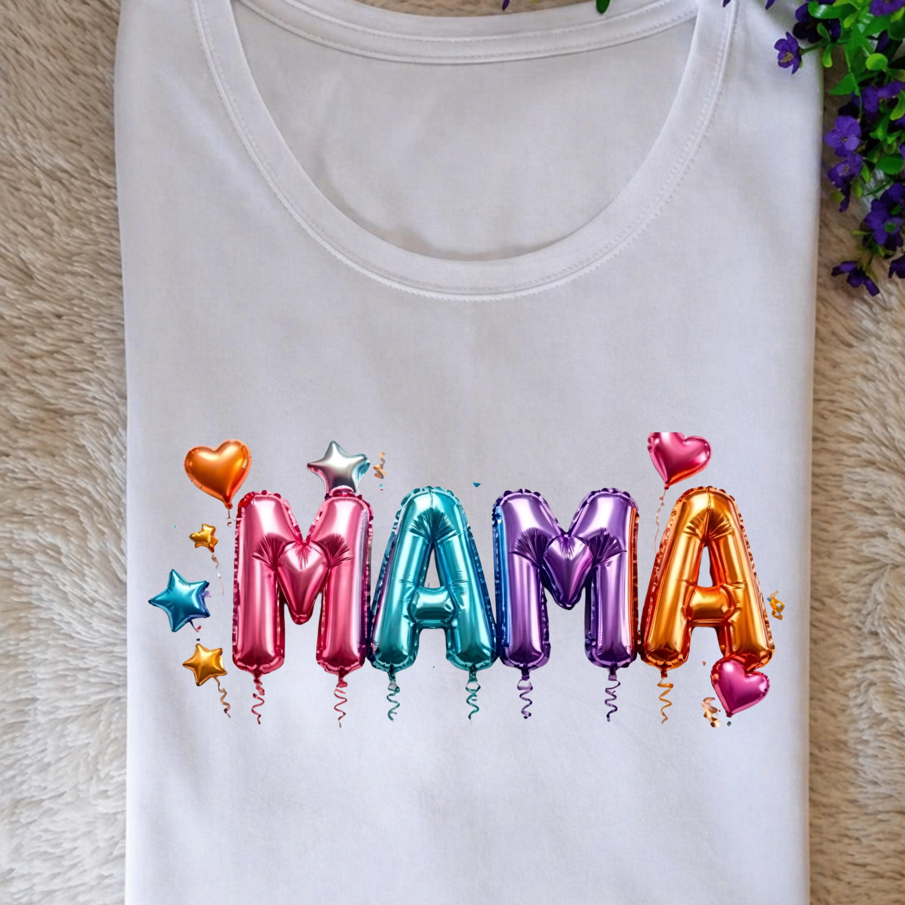 Design Mama Balloon PNG 3D | Colorful Foil Letters, Hearts, Stars (Digital Download) - image 5