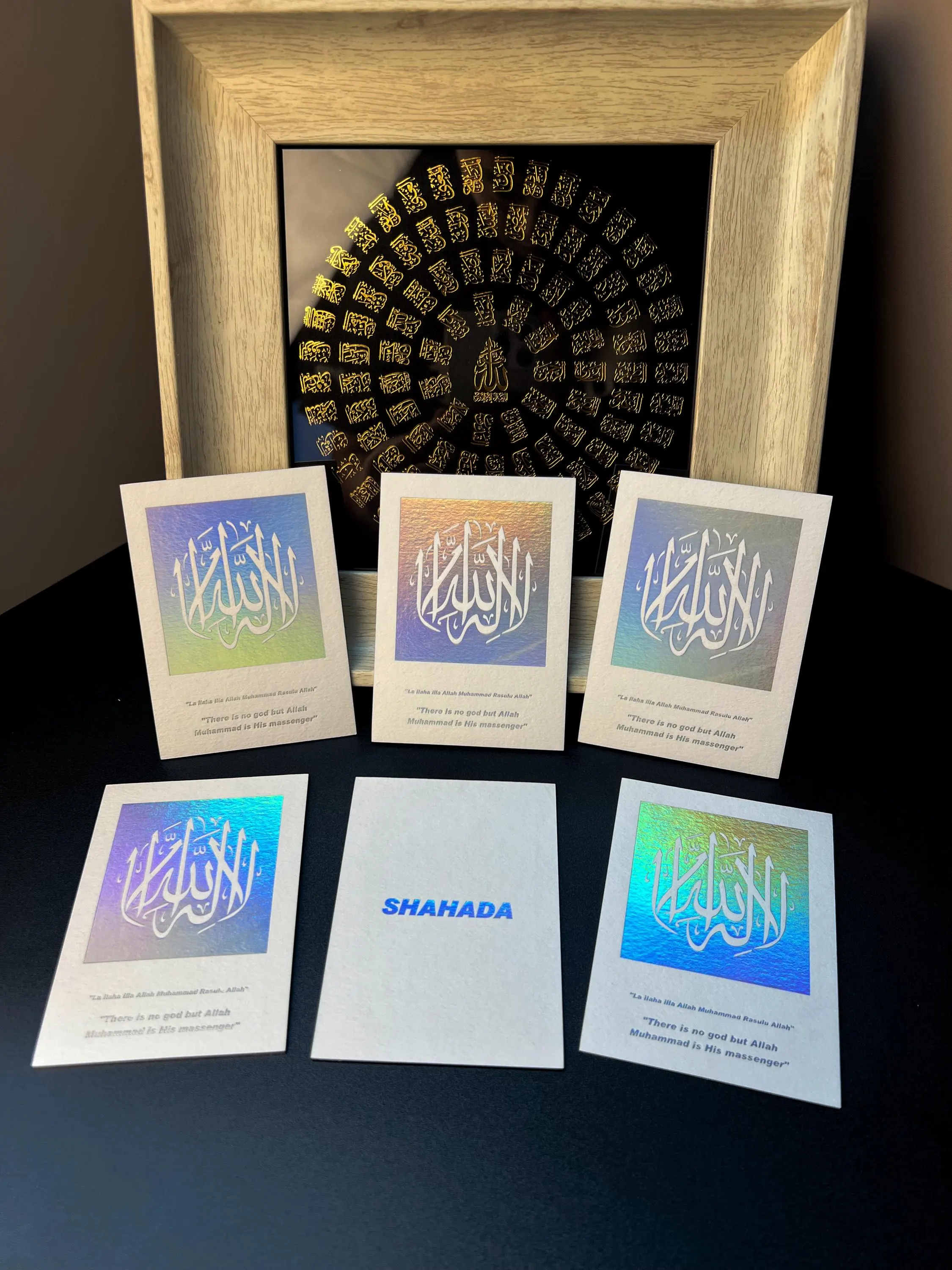 Arabic Holographic Shahada Calligraphy Flashcard: Islamic Faith Declaration, Quran Page Marker - image 3