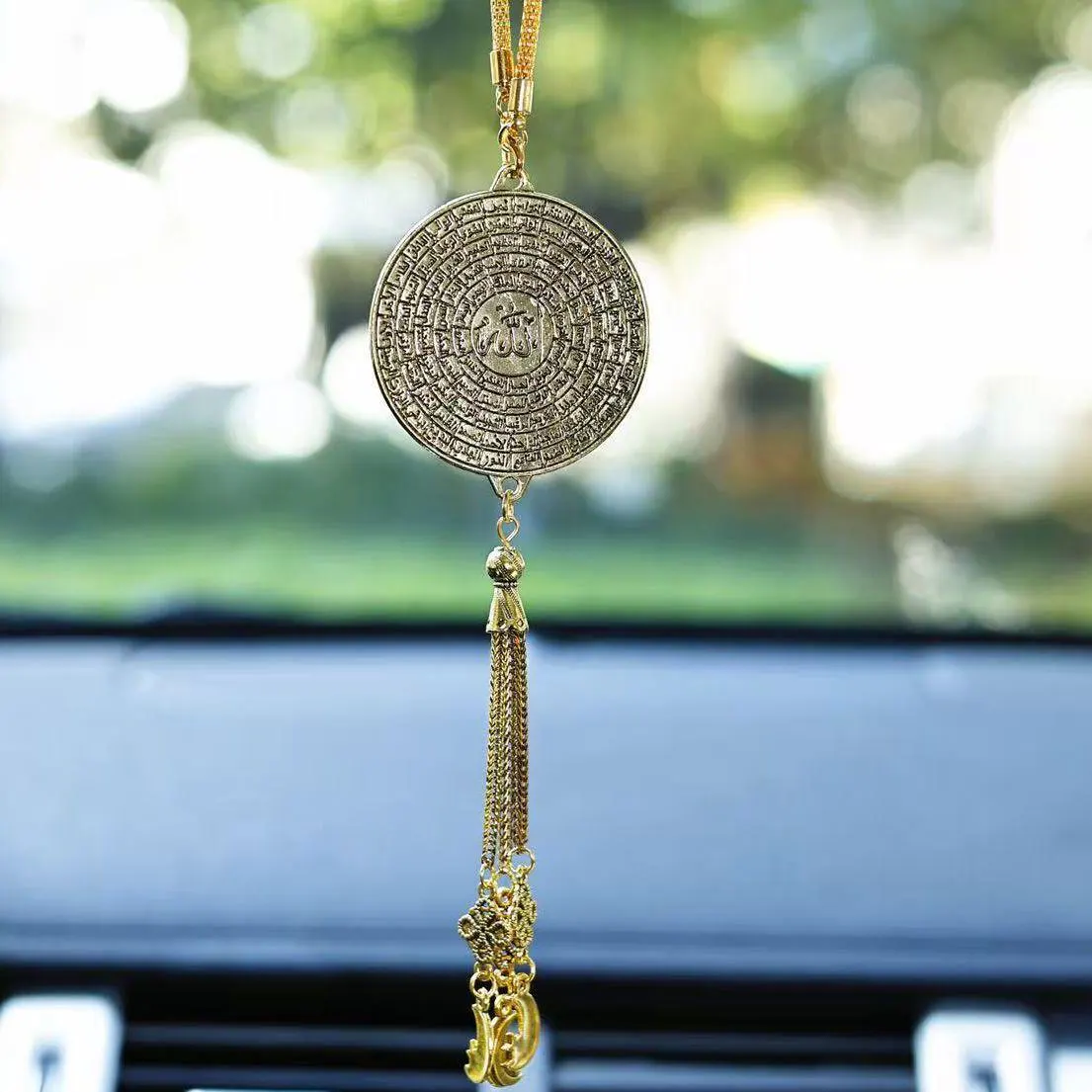 Islamic Allah Calligraphy Car Pendant | Moon & Star Tassel Rearview Mirror Ornament - image 5