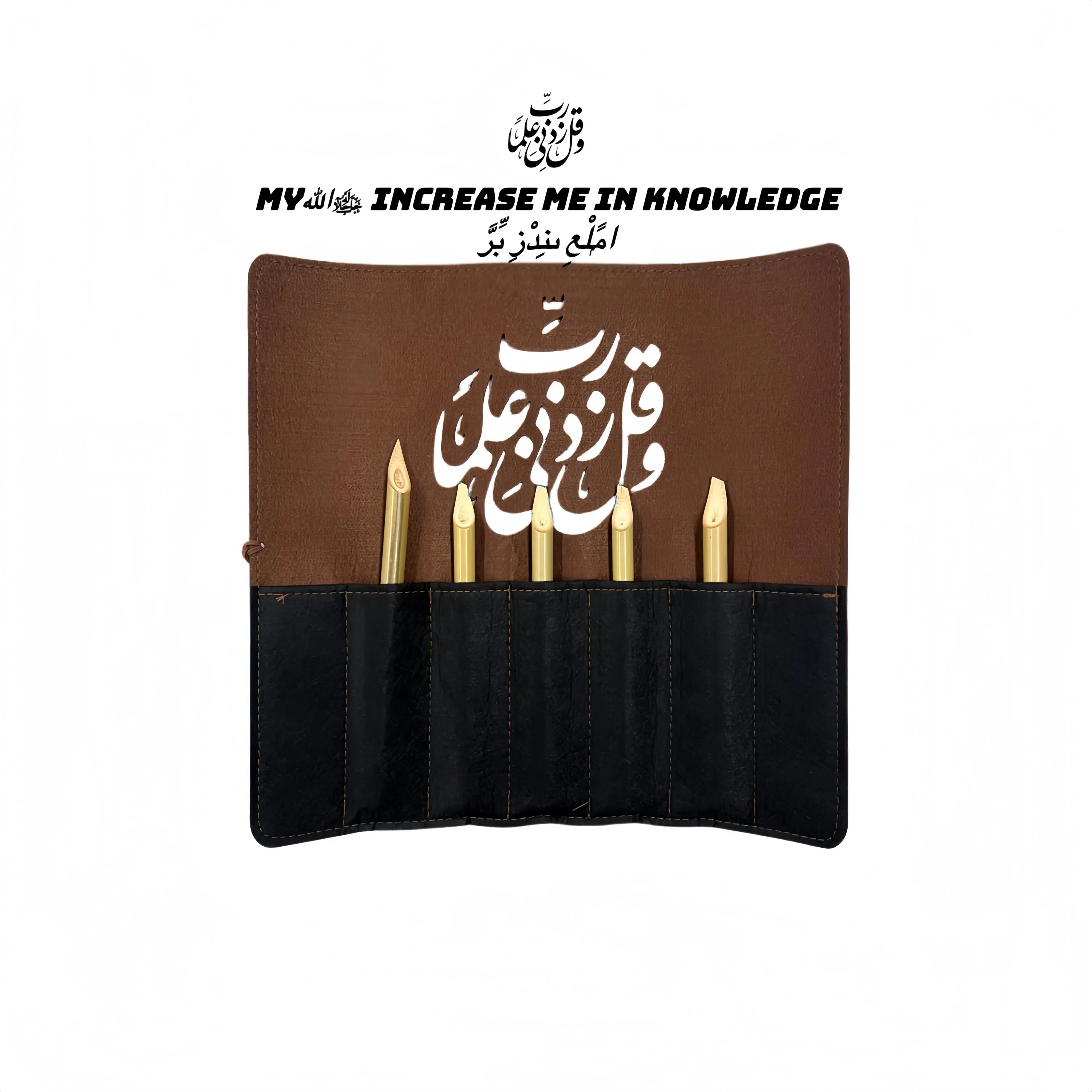 5PCS Bamboo Calligraphy Qalam Pens: Islamic Thuluth Script Writing Set