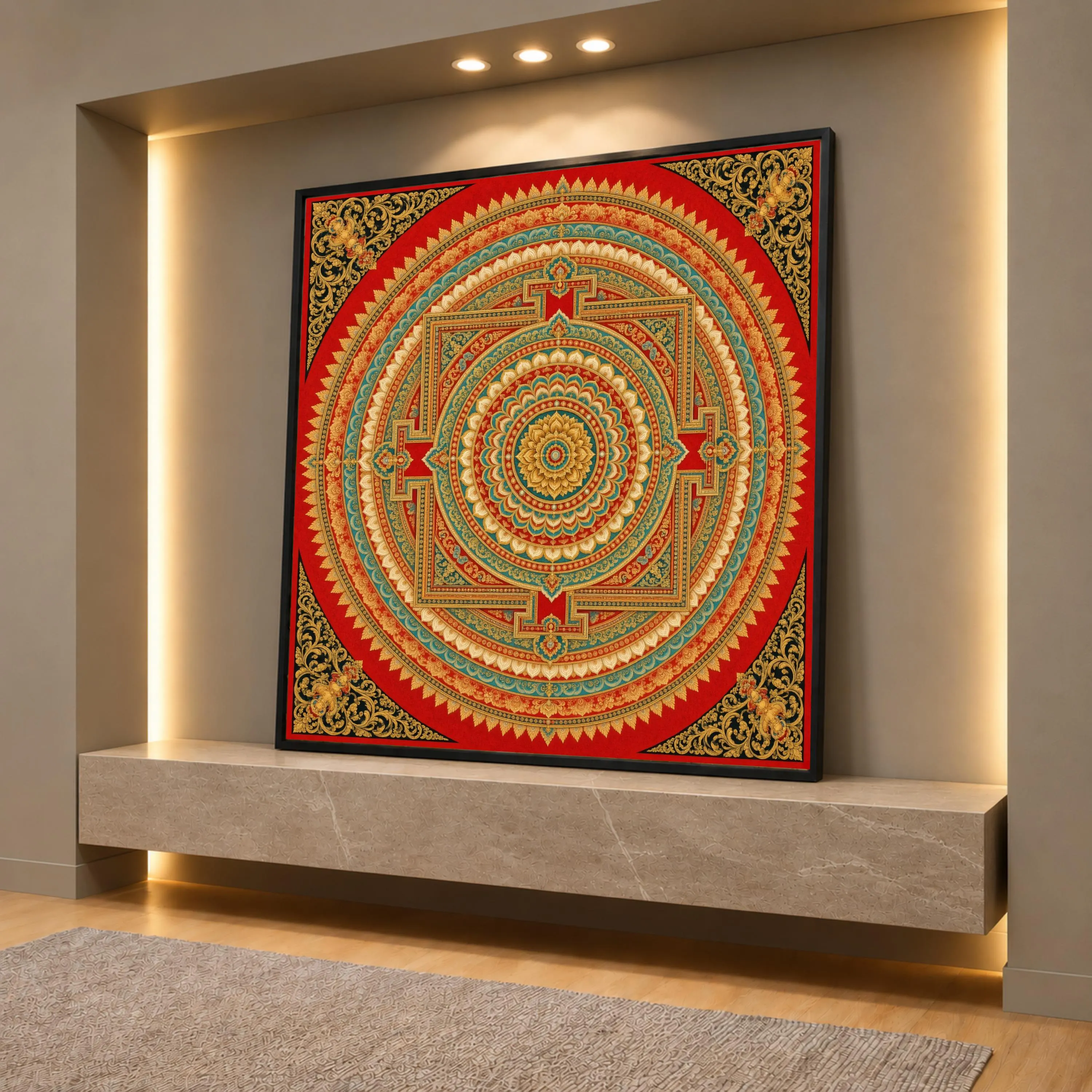 Vibrant Mandala Wall Art Print, Colorful Circular Design for Home Decor, Canvas Print for Living Room, Meditation Space, or Office