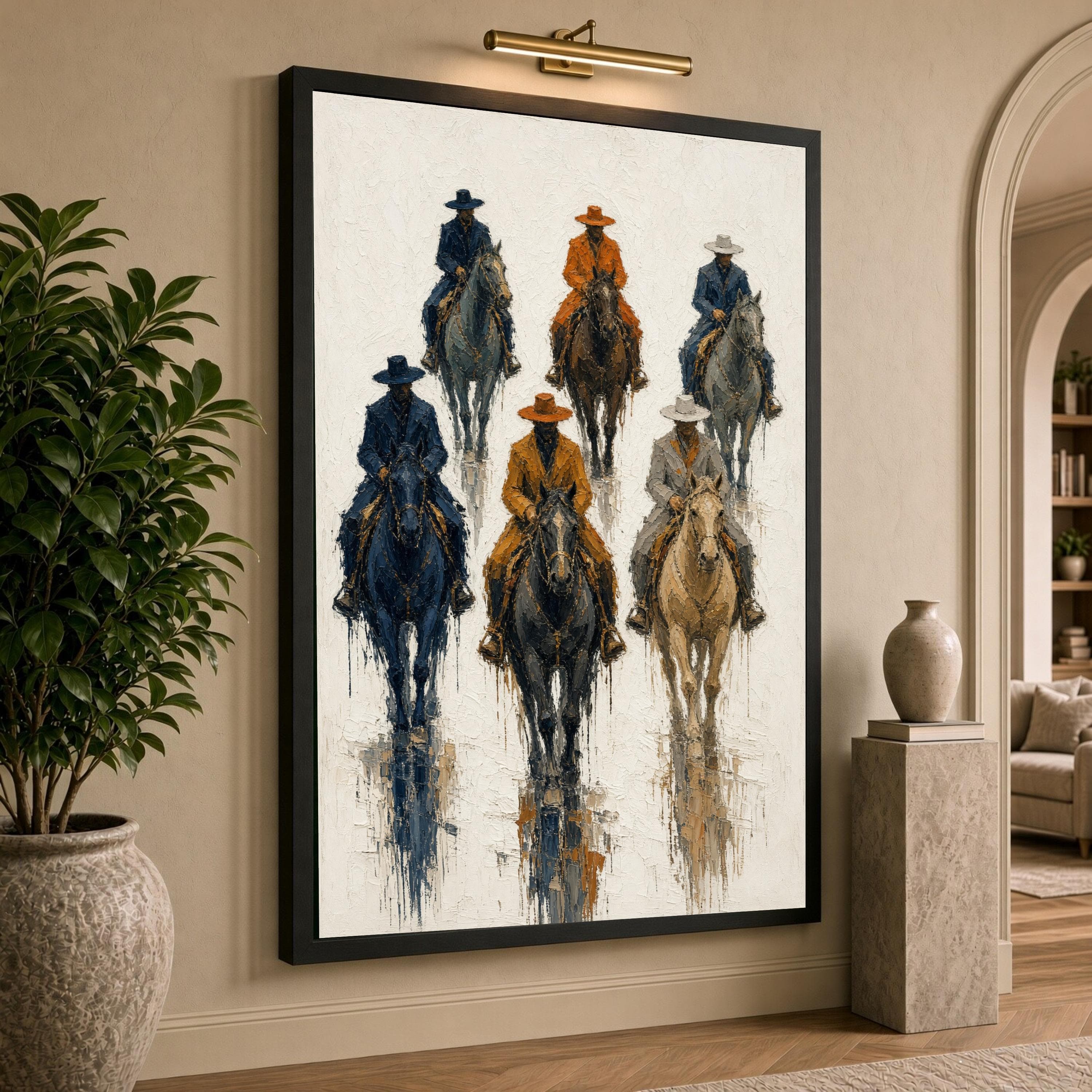 Cowboys on Horses Canvas Print, Western Wall Art for Rustic Home Decor, Equestrian Artwork for Living Room or Office, cowboy wall art