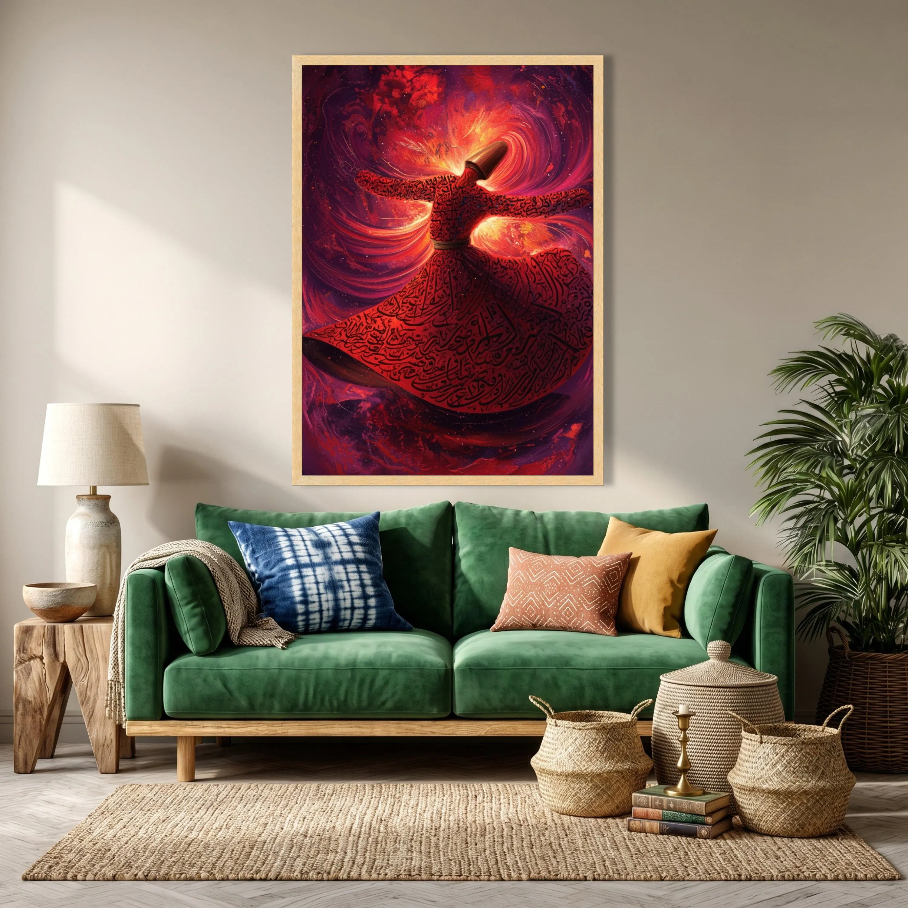 Sufi Whirling Dervish Dance Canvas Art, Red Spiritual Swirl Mystical Movement Decor - image 4