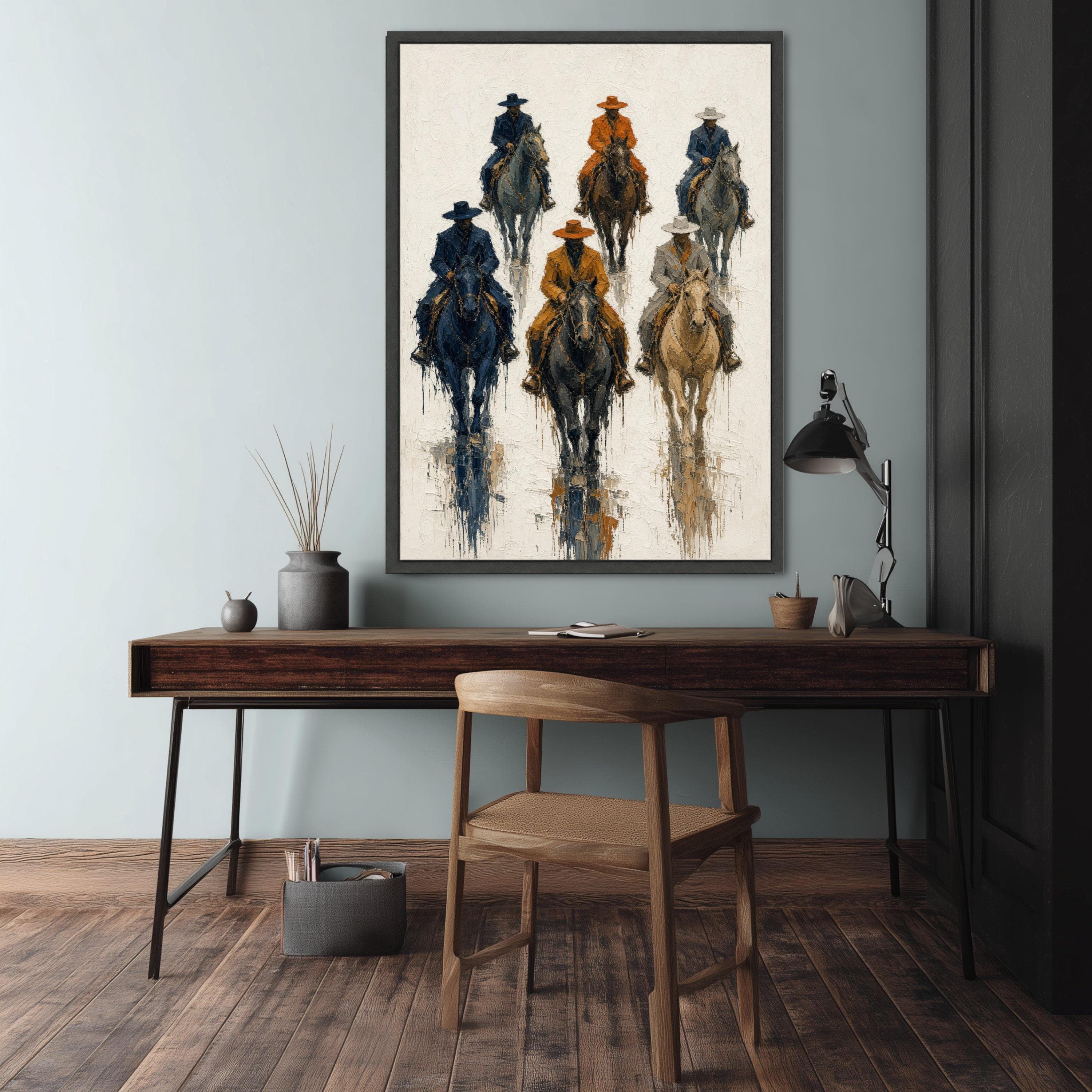 Cowboys on Horses Canvas Print, Western Wall Art for Rustic Home Decor, Equestrian Artwork for Living Room or Office, cowboy wall art - image 5