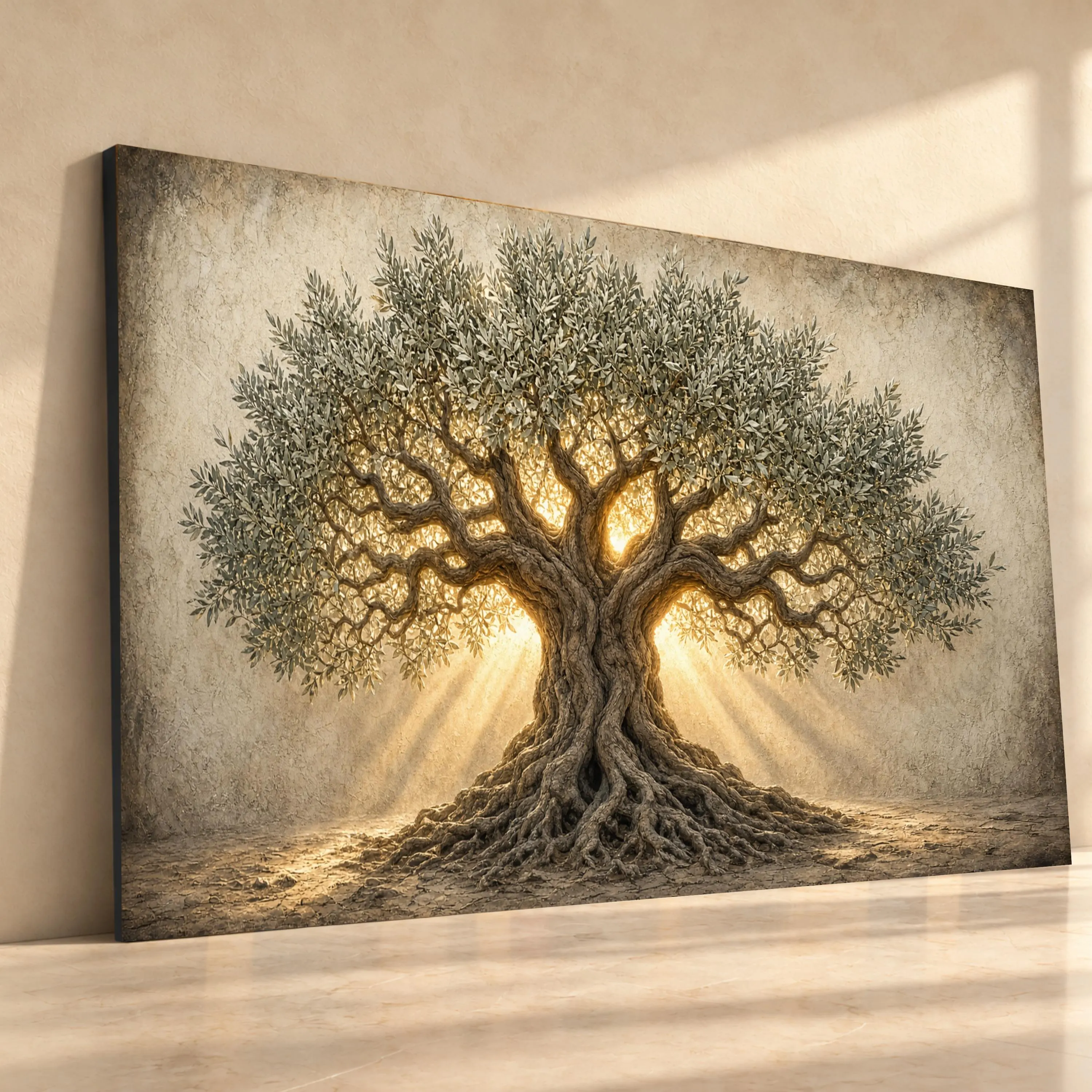 Olive Tree Wall Art Print, Nature Canvas Print, Rustic Home Decor, Botanical Art, Living Room Wall Art, Earthy Color Palette