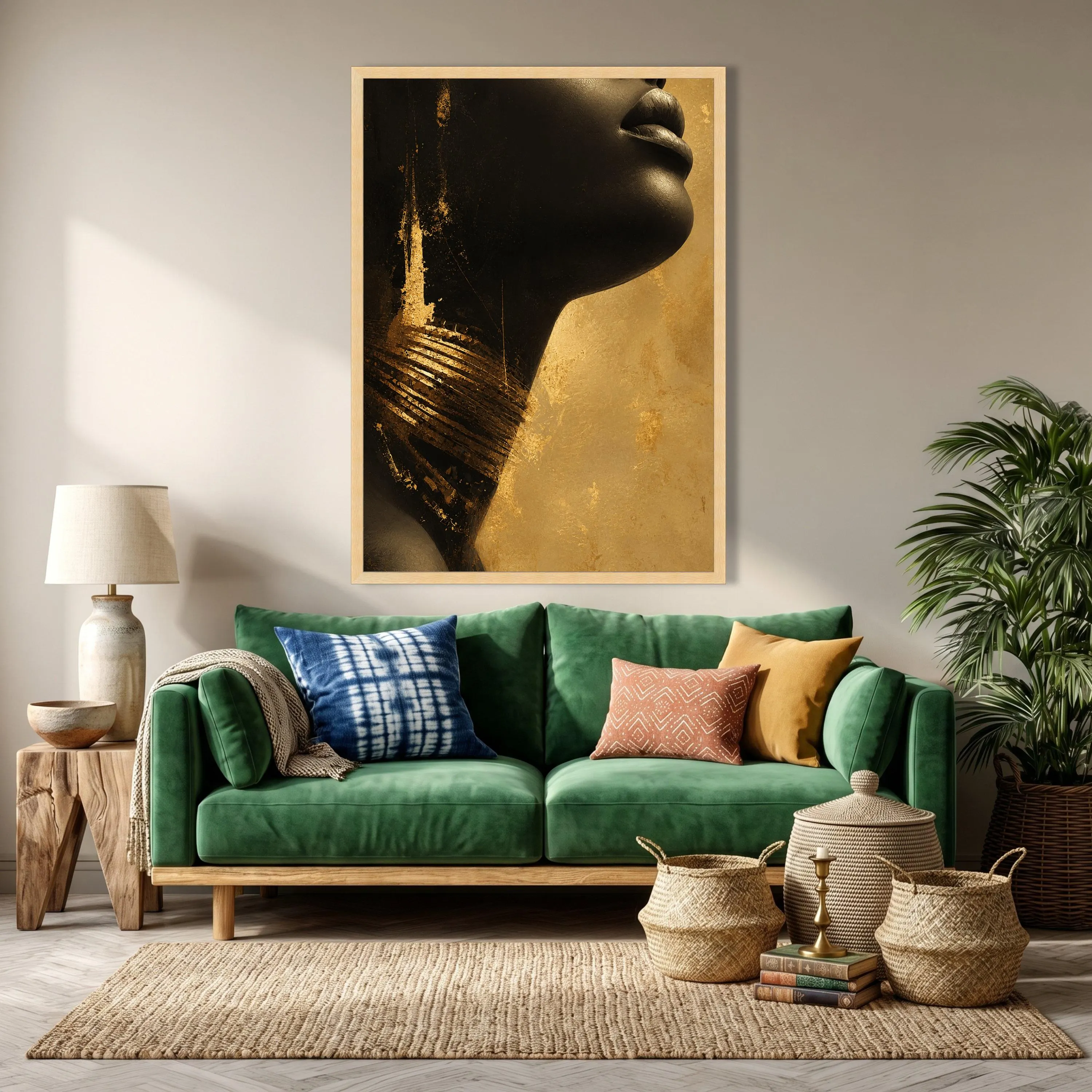Large African Woman Profile Gold Portrait Canvas, Modern Black Woman Wall Art, Fine Print - image 4