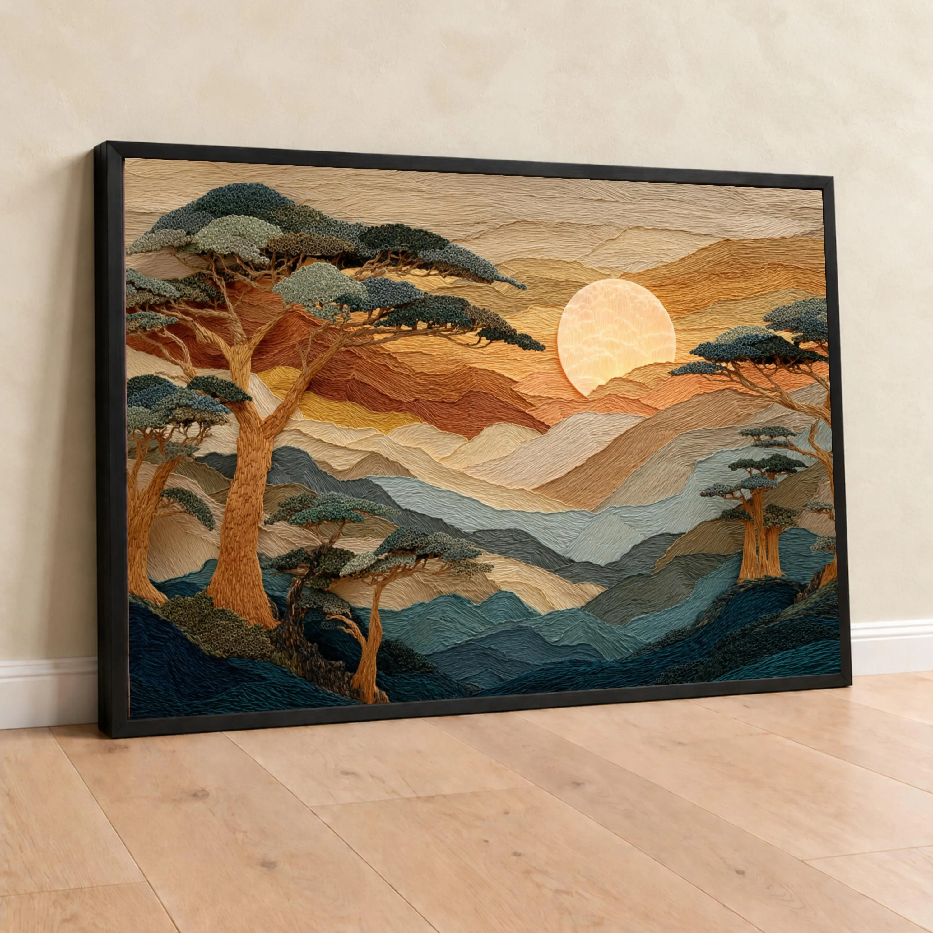 Majestic Mountain Sunset Canvas Print, Serene Landscape Wall Art for Home Decoration, Nature Inspired Artwork, landscape art