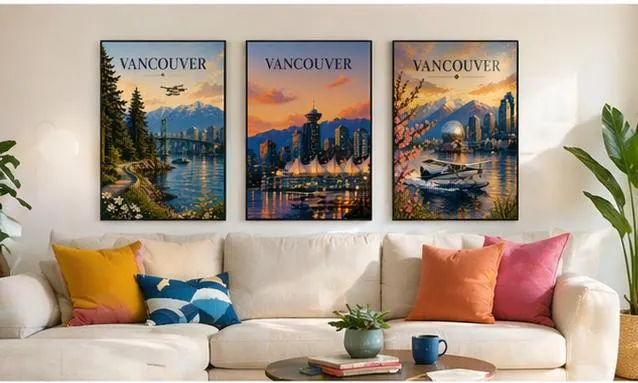 Set of 3 Vancouver Landmark Art Prints, Stanley Park, Science World (Digital Download)