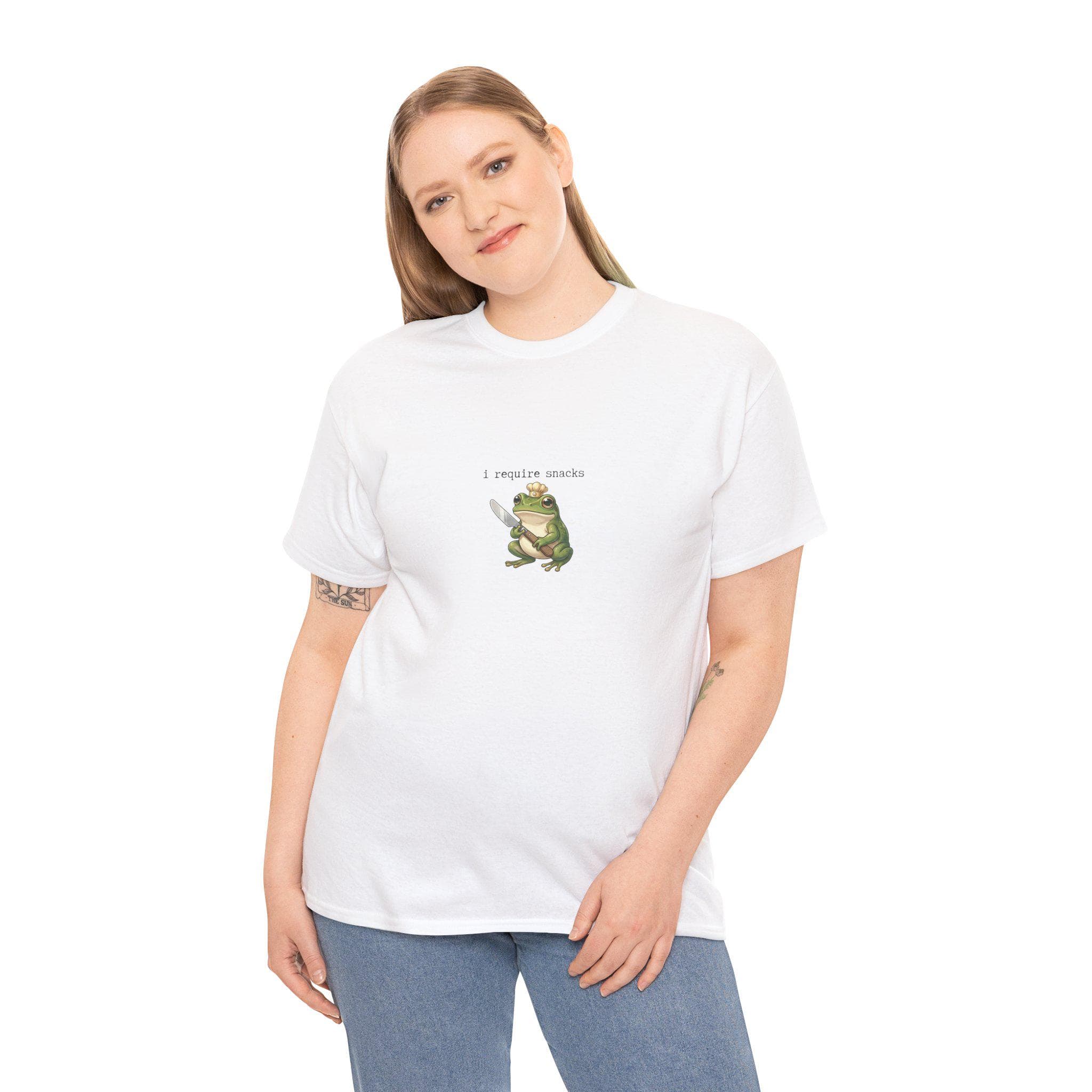 I require snacks Tee | Funny Frog Illustration Print - image 5