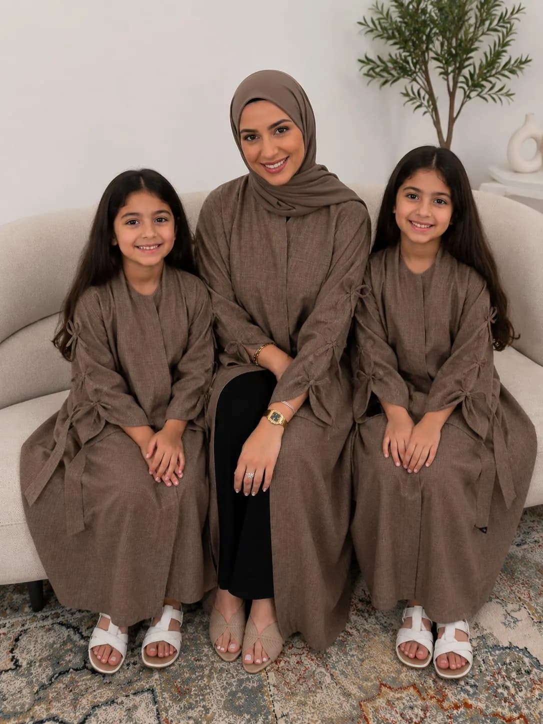 100% European Linen Bow Sleeve Abaya | Handmade Modest Dress, Luxury Kimono - image 3