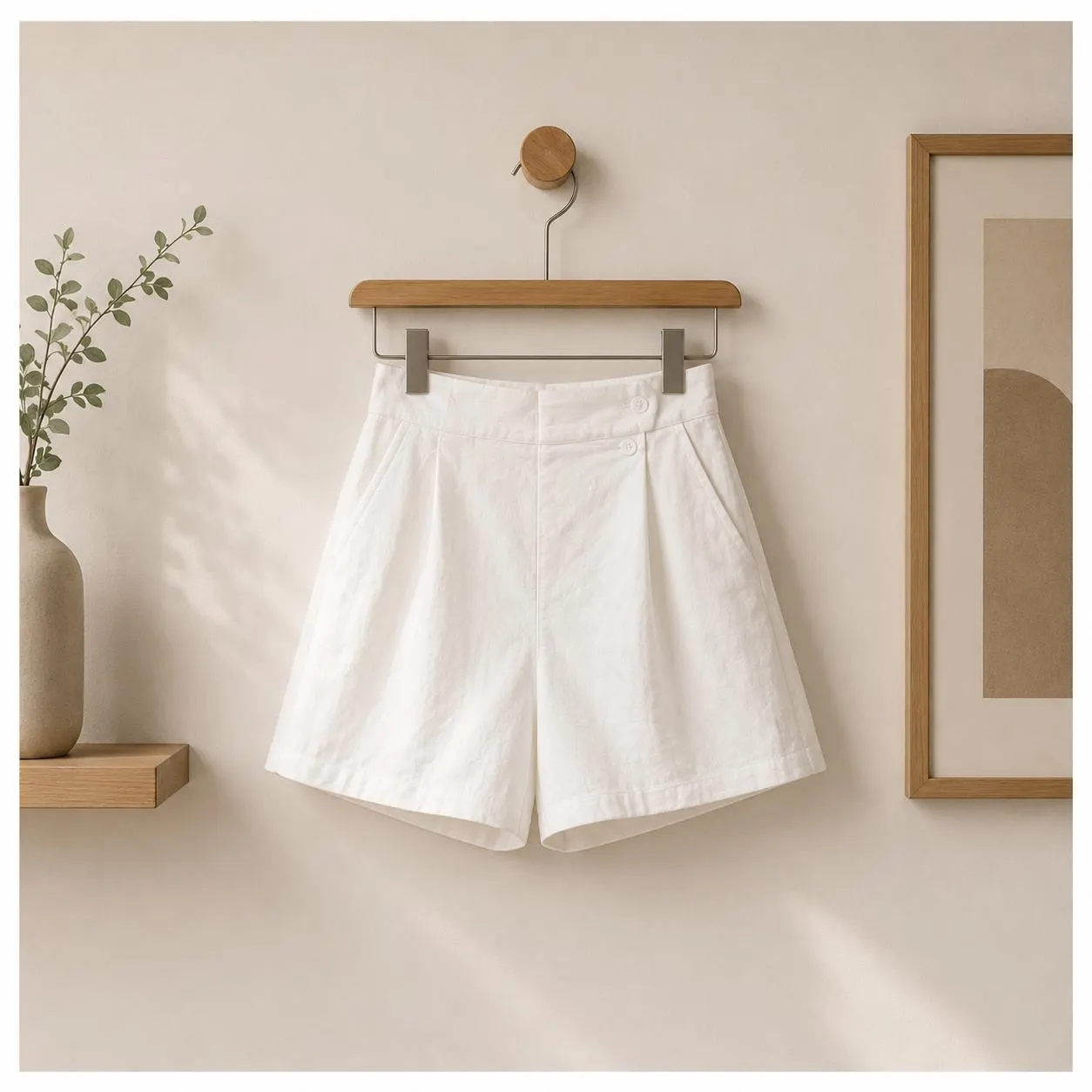 Linen Wrap Shorts for Women | Minimalist High Waist Summer Shorts | Casual Loose Fit Beach Shorts | Lightweight Vacation Clothing