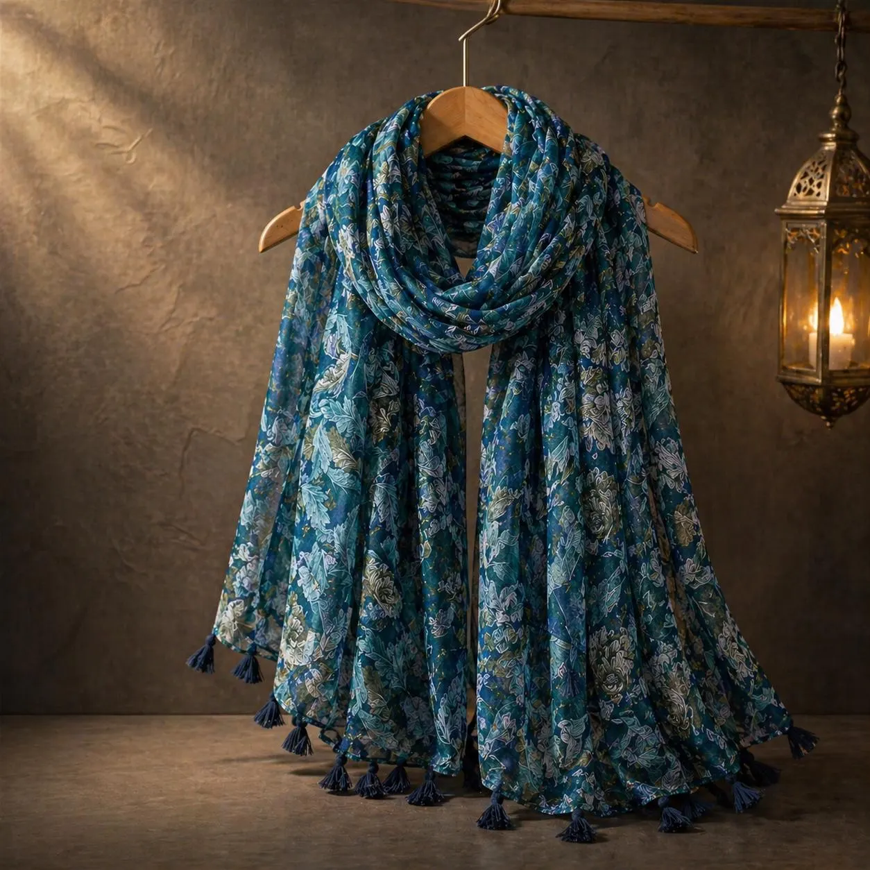 Boho Floral Cotton Scarf Women Lightweight Hijab Shawl Soft Spring Summer Wrap Tassel Scarf Fashion Headscarf Gift for Her - image 4