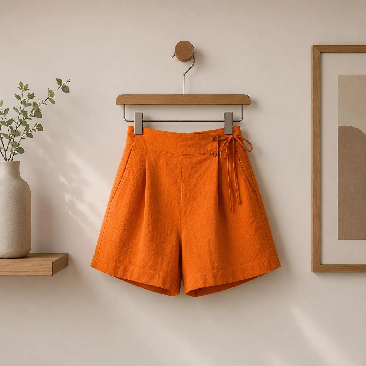 Linen Wrap Shorts for Women | Minimalist High Waist Summer Shorts | Casual Loose Fit Beach Shorts | Lightweight Vacation Clothing - image 5