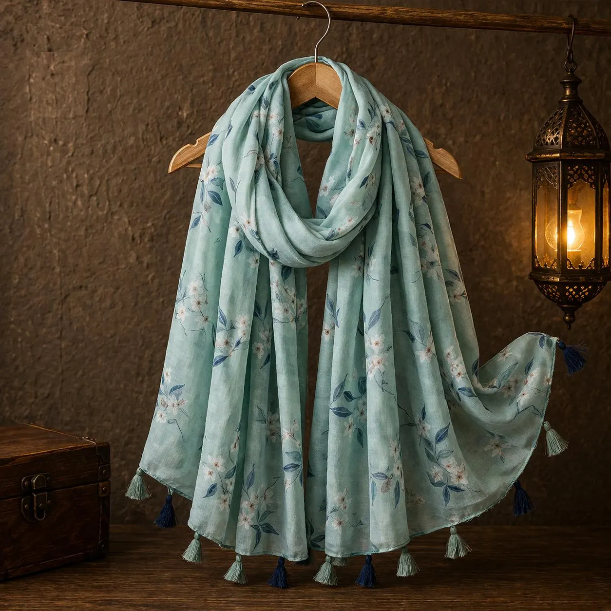 Boho Floral Cotton Scarf Women Lightweight Hijab Shawl Soft Spring Summer Wrap Tassel Scarf Fashion Headscarf Gift for Her - image 5